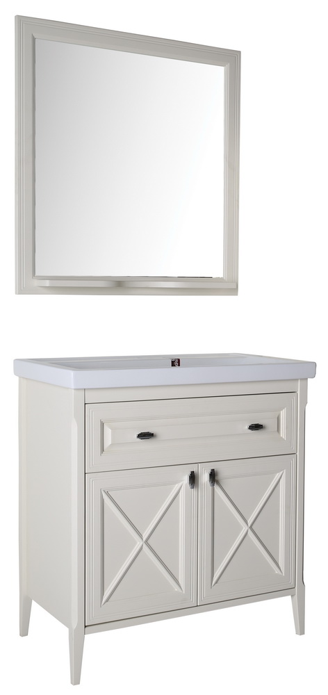 Зеркало белое Монте 80 с полочкой