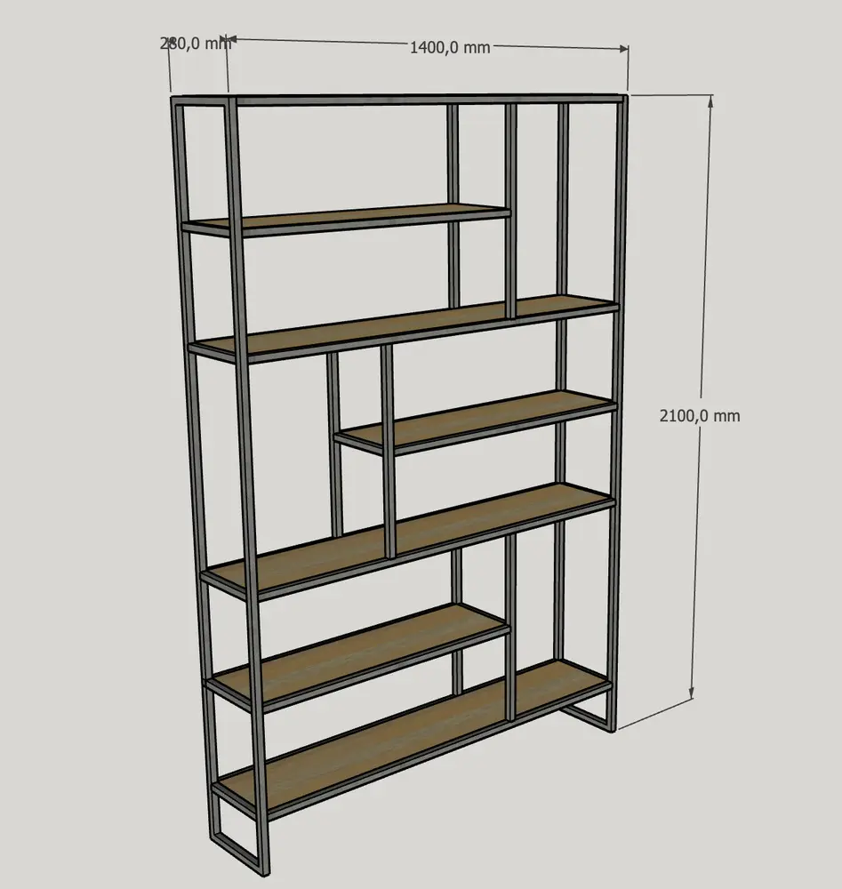 Стеллаж чёрный с полками 04-06