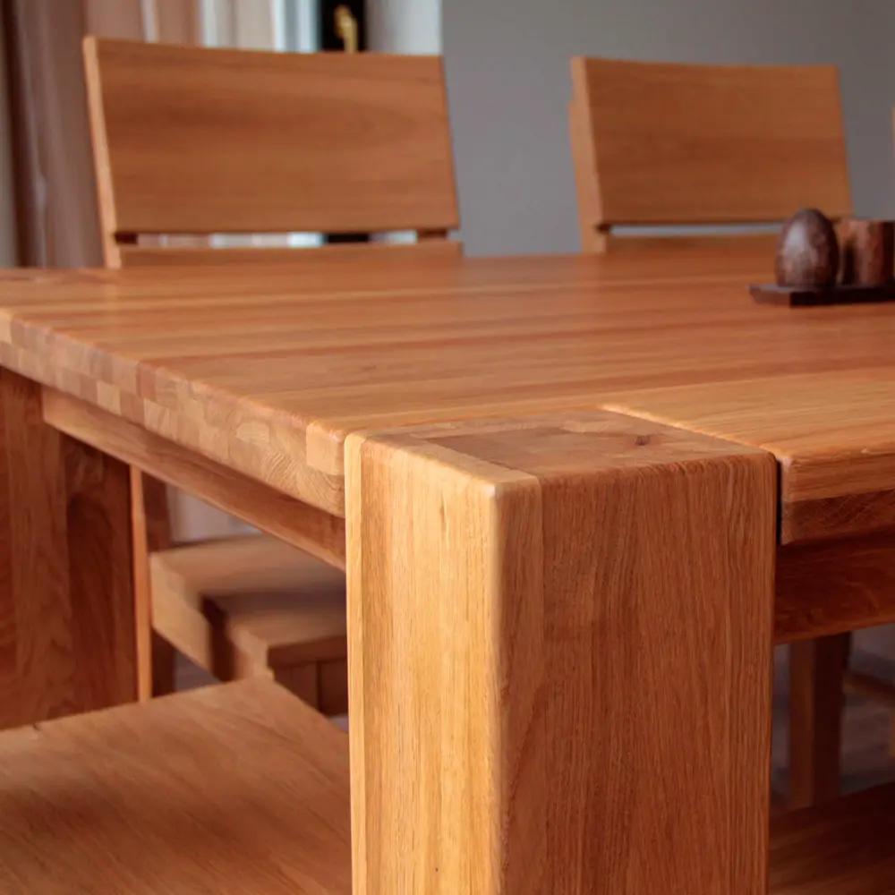 Стол обеденный из массива дуба Аляска 1400 (нога 120) "Премиум"