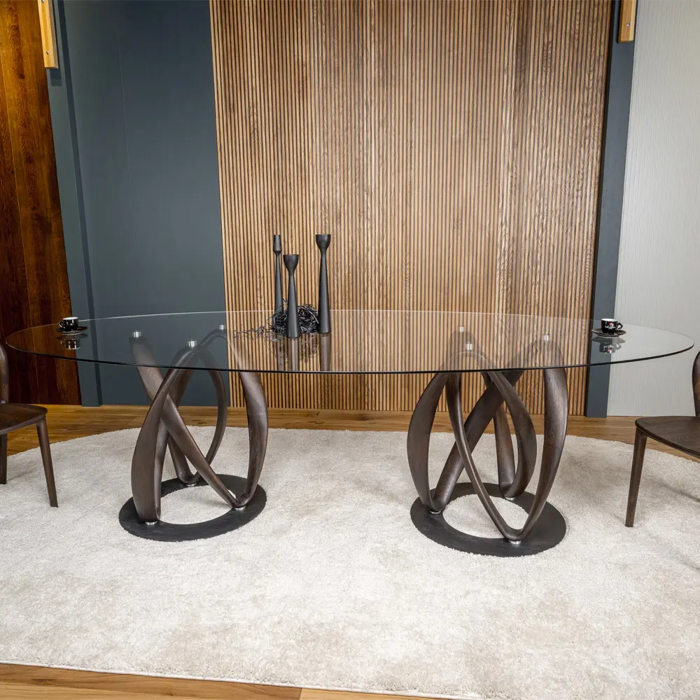 Стол Инфинити овальный стекло двойной 2800