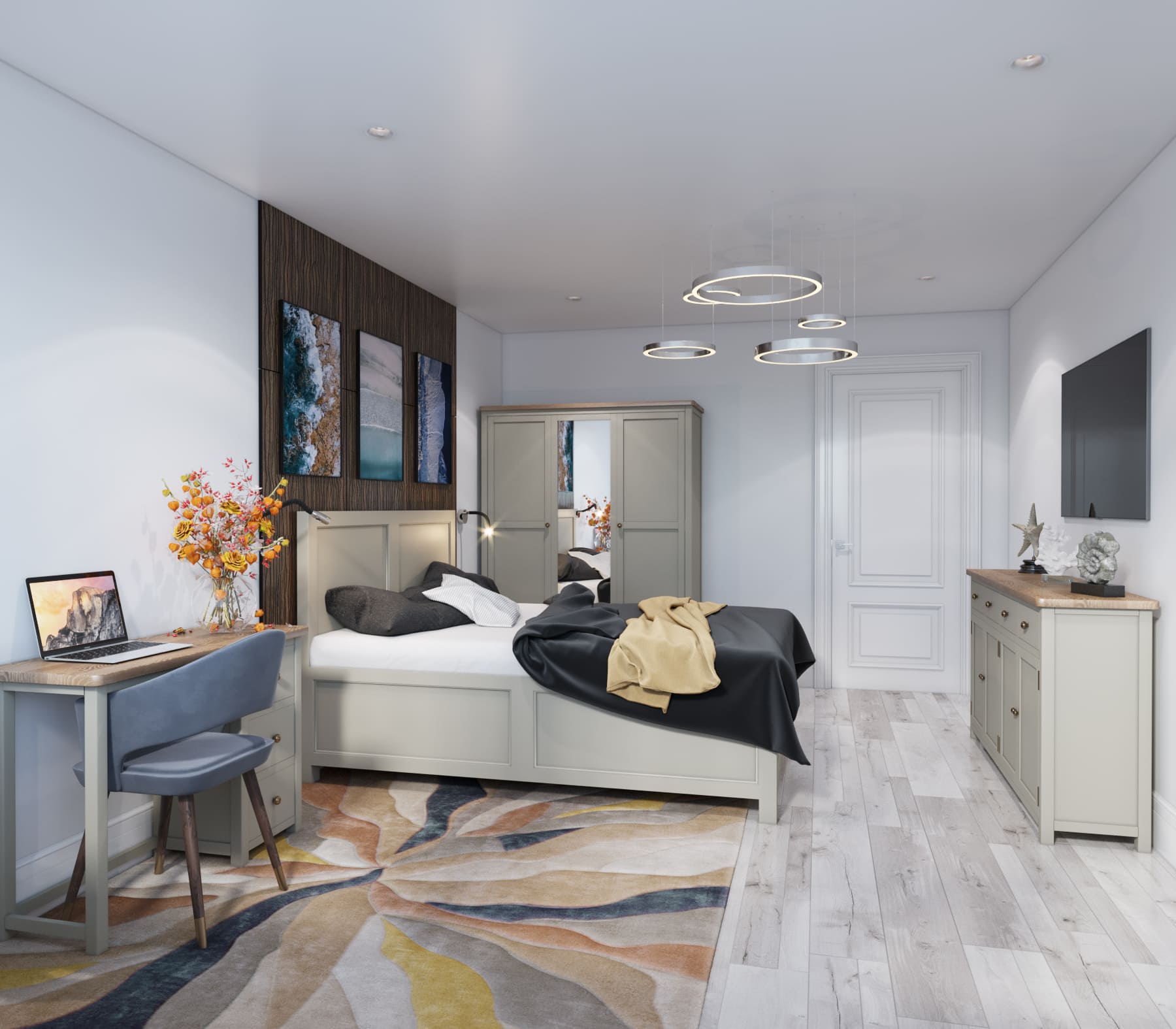 Комод "Jules Verne" 4 ящика 4 дверки серый