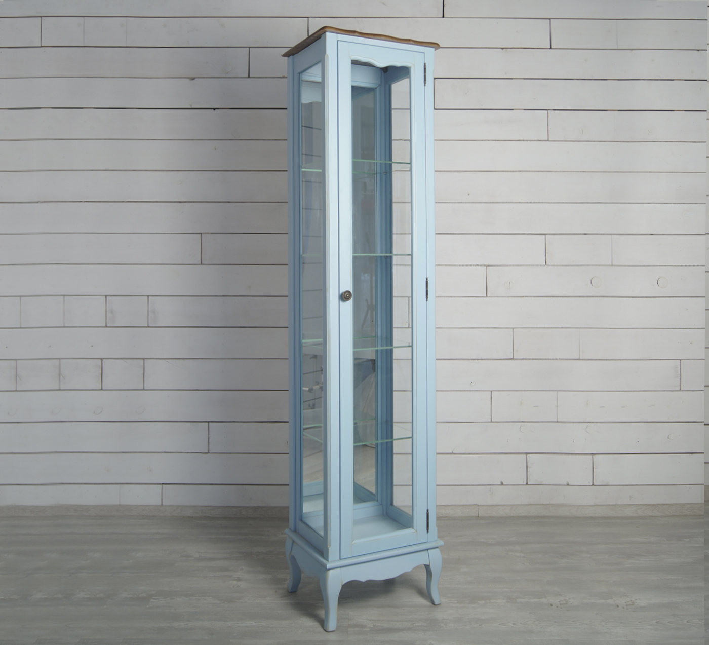 Шкаф "Leontina Blue" для посуды узкий/высокий