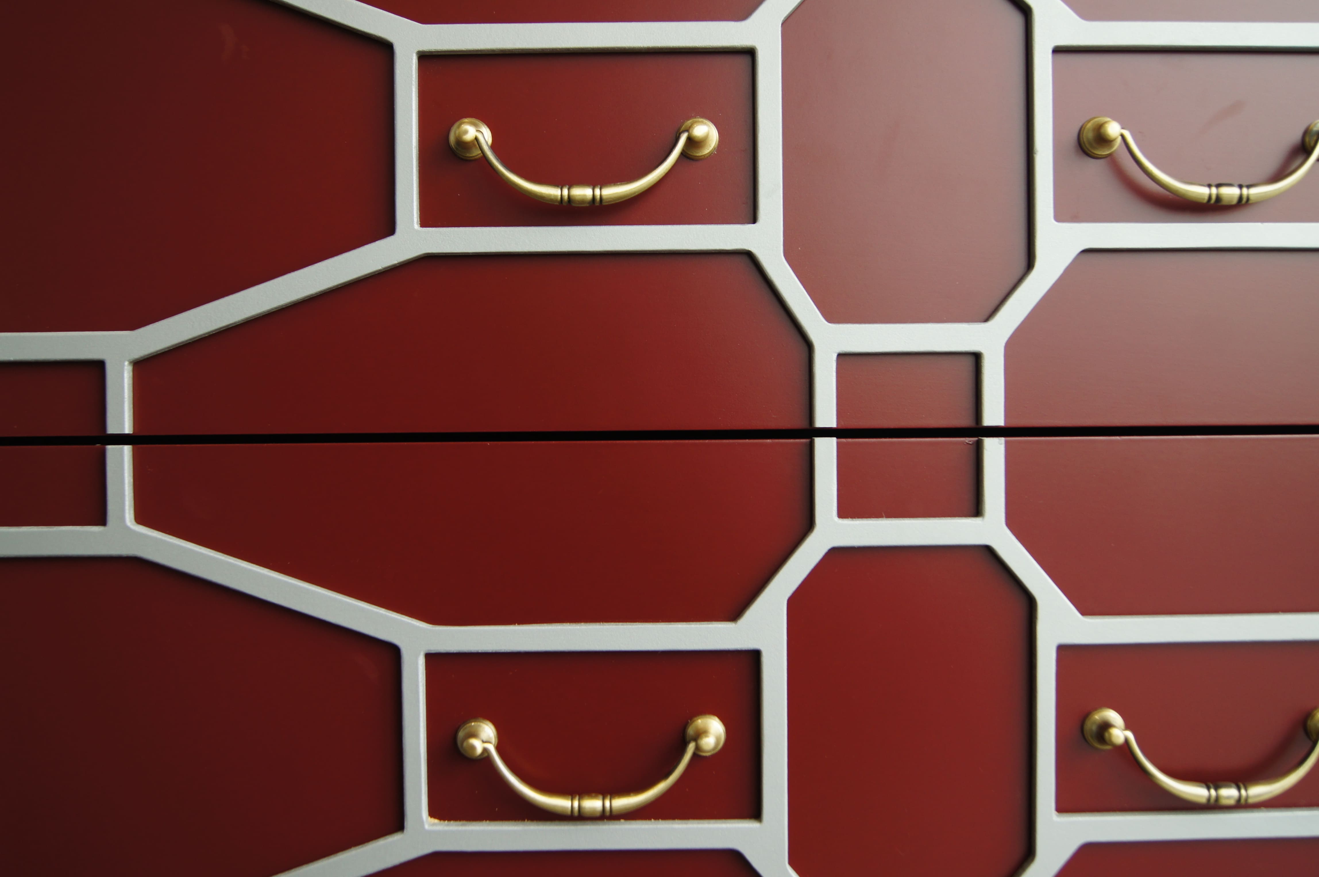 Бордовый комод массив «Emerald» 6 ящиков