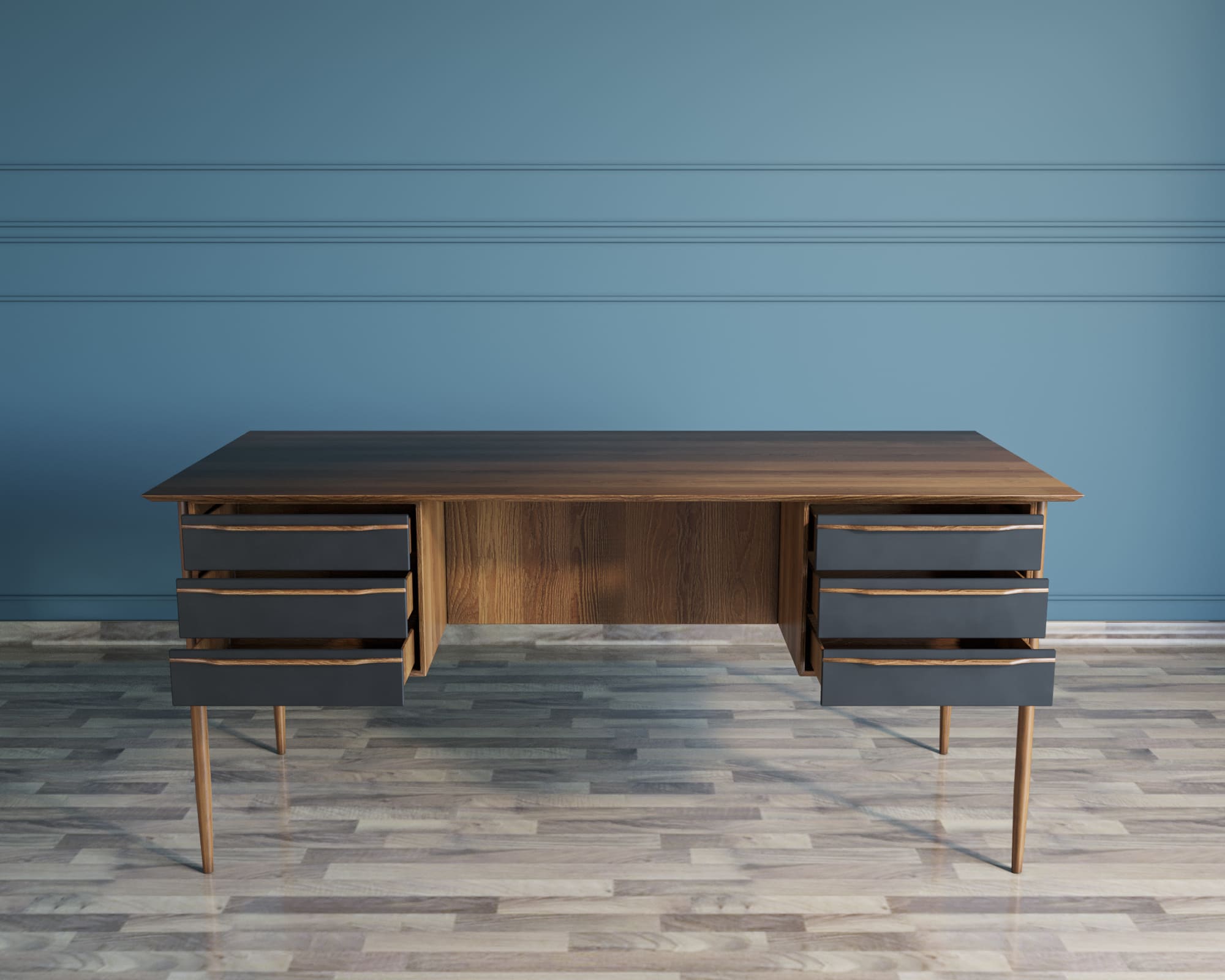 Рабочий письменный стол с ящиками «Bruni Black» с ящиками