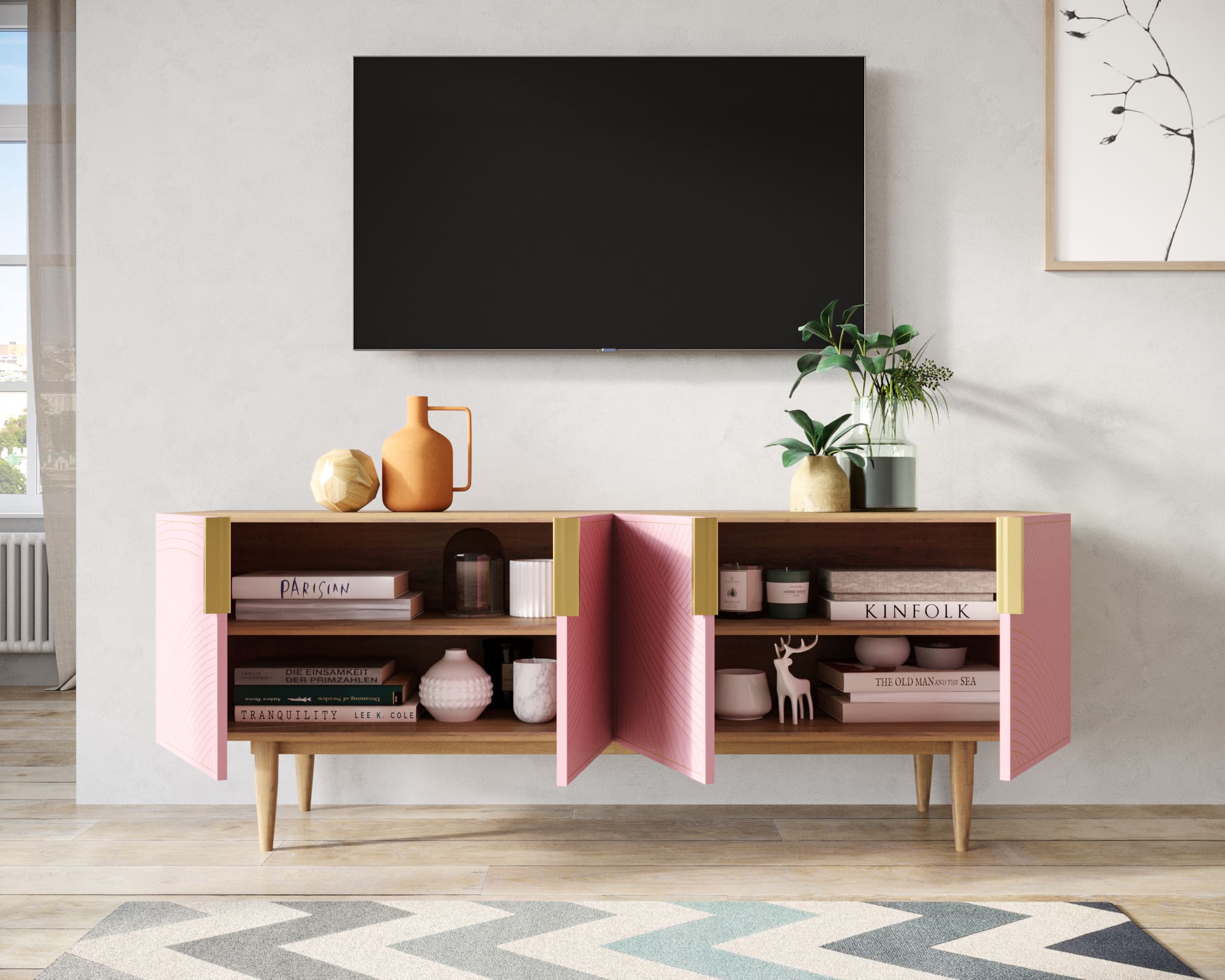 Комод под TV с четырьмя дверками "Line" LN06/GR1