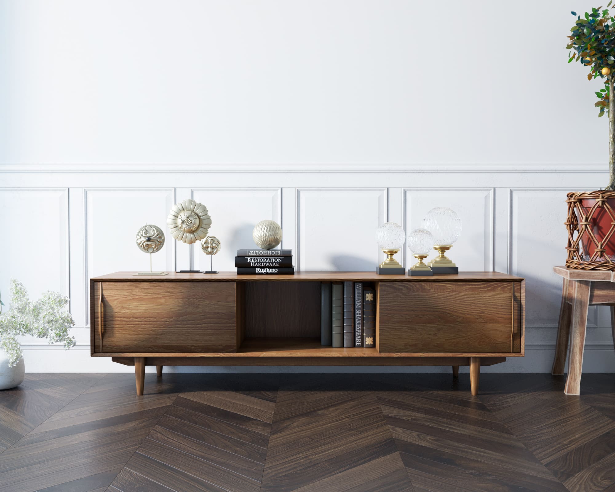 Консоль из дерева в Скандинавском стиле под TV "Bruni"