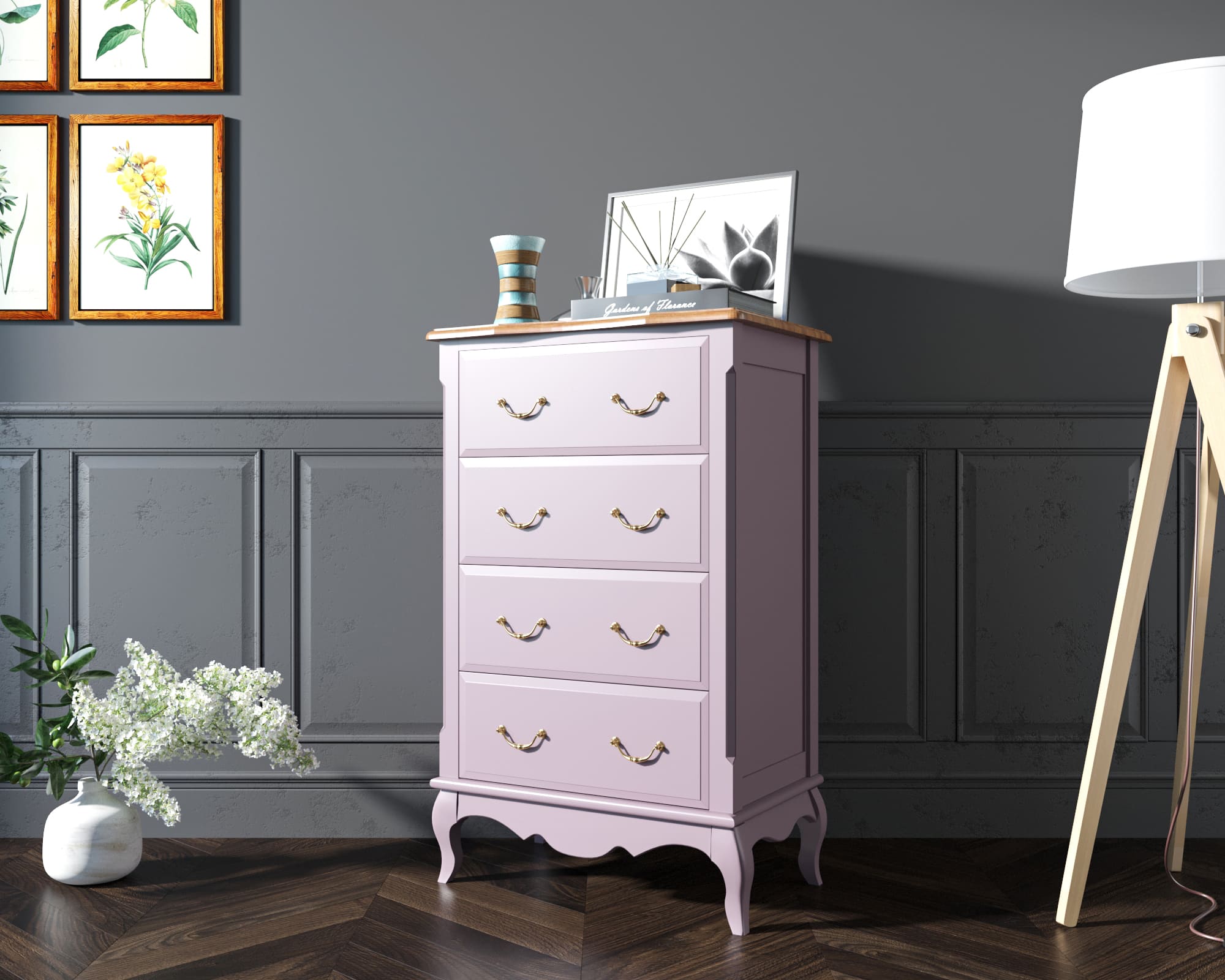 Комод с 4 ящиками Leontina Lavanda четыре ящика арт ST9340L