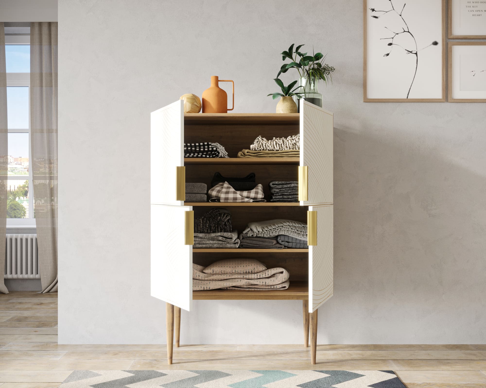 Малый комод с четырьмя дверками на высоких ножках "Line" LN13/GR1