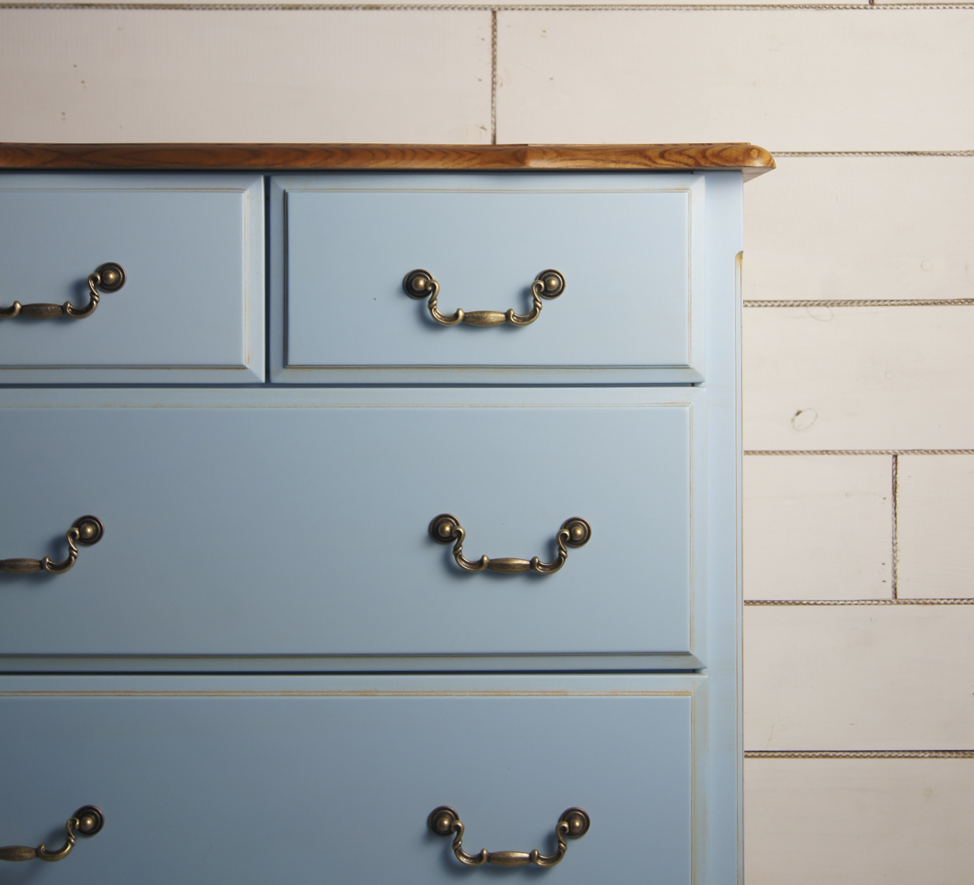 Голубой комод (4 ящика) дерево Leontina