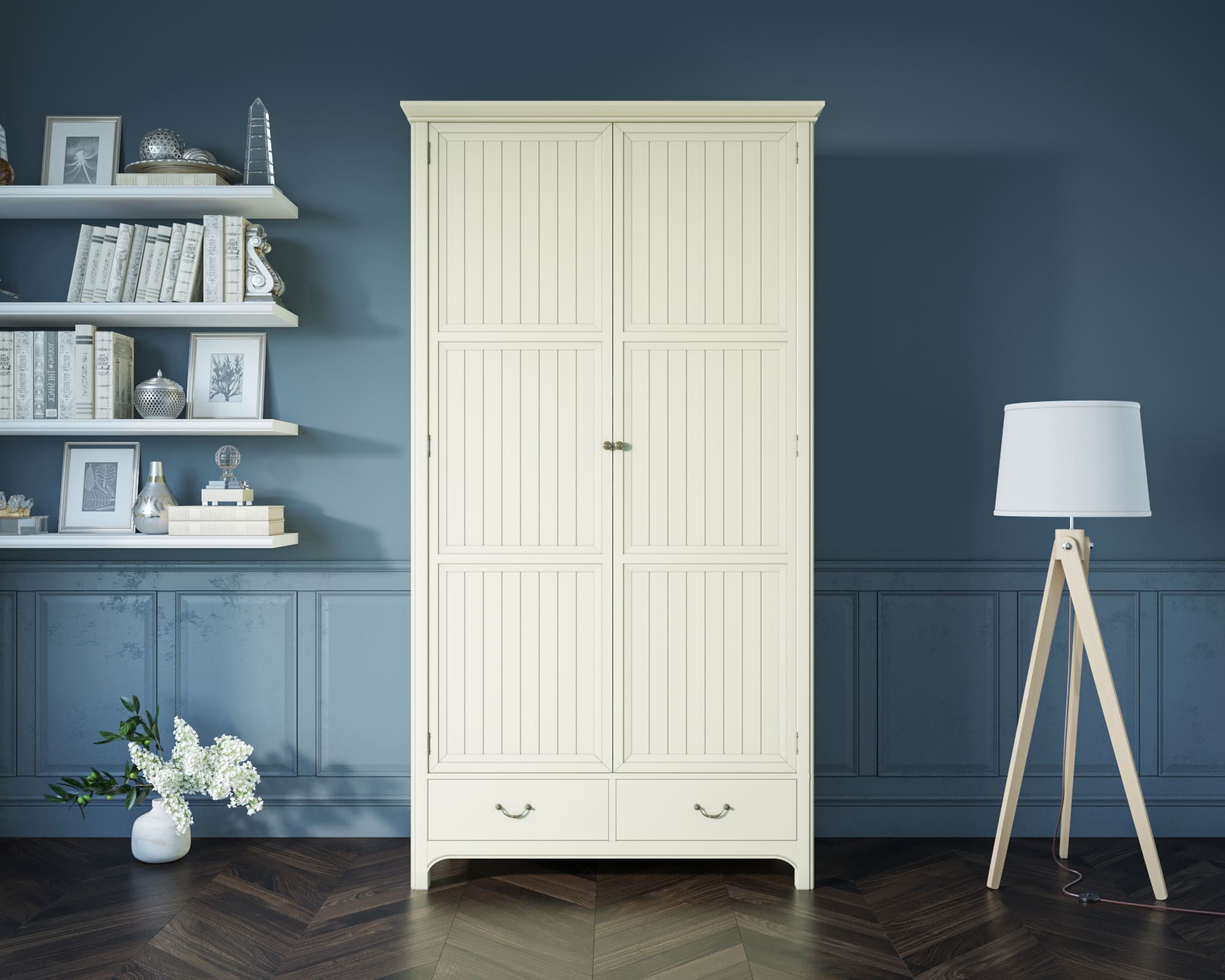 Бежeвый двухстворчатый шкаф "Olivia"