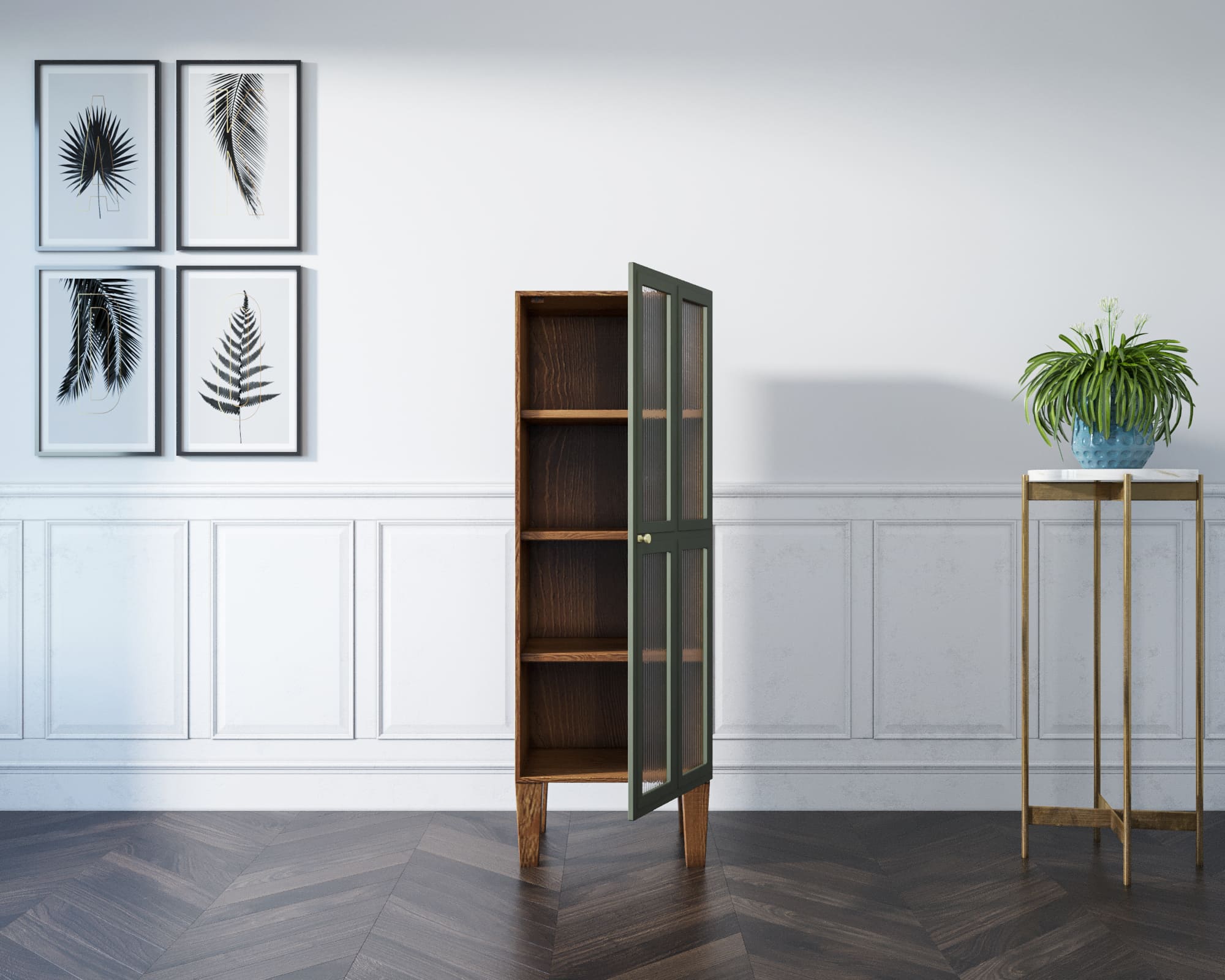 Шкаф-витрина массив "Andersen" с рифлеными стеклами