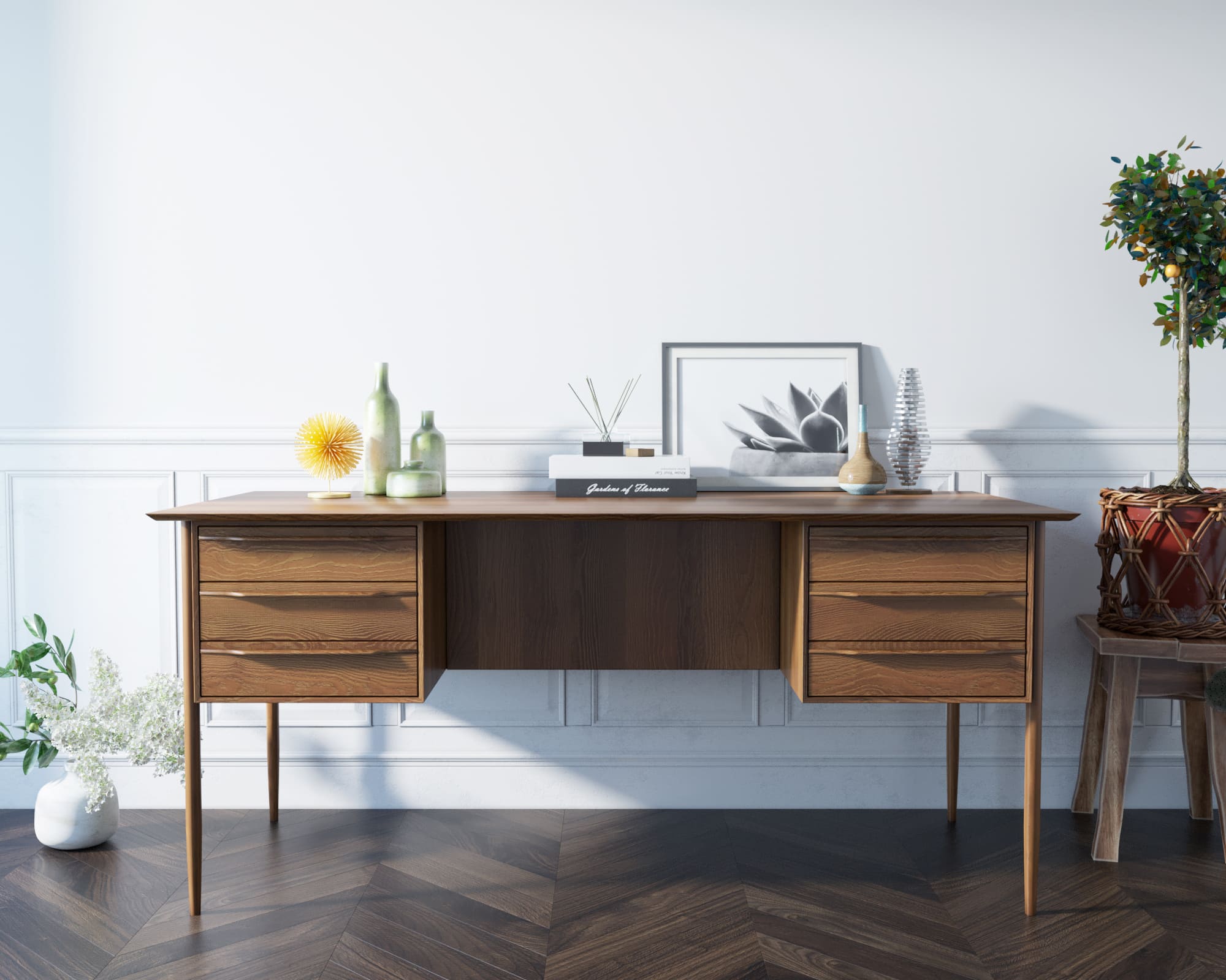 Рабочий письменный стол массив «Bruni" с ящиками