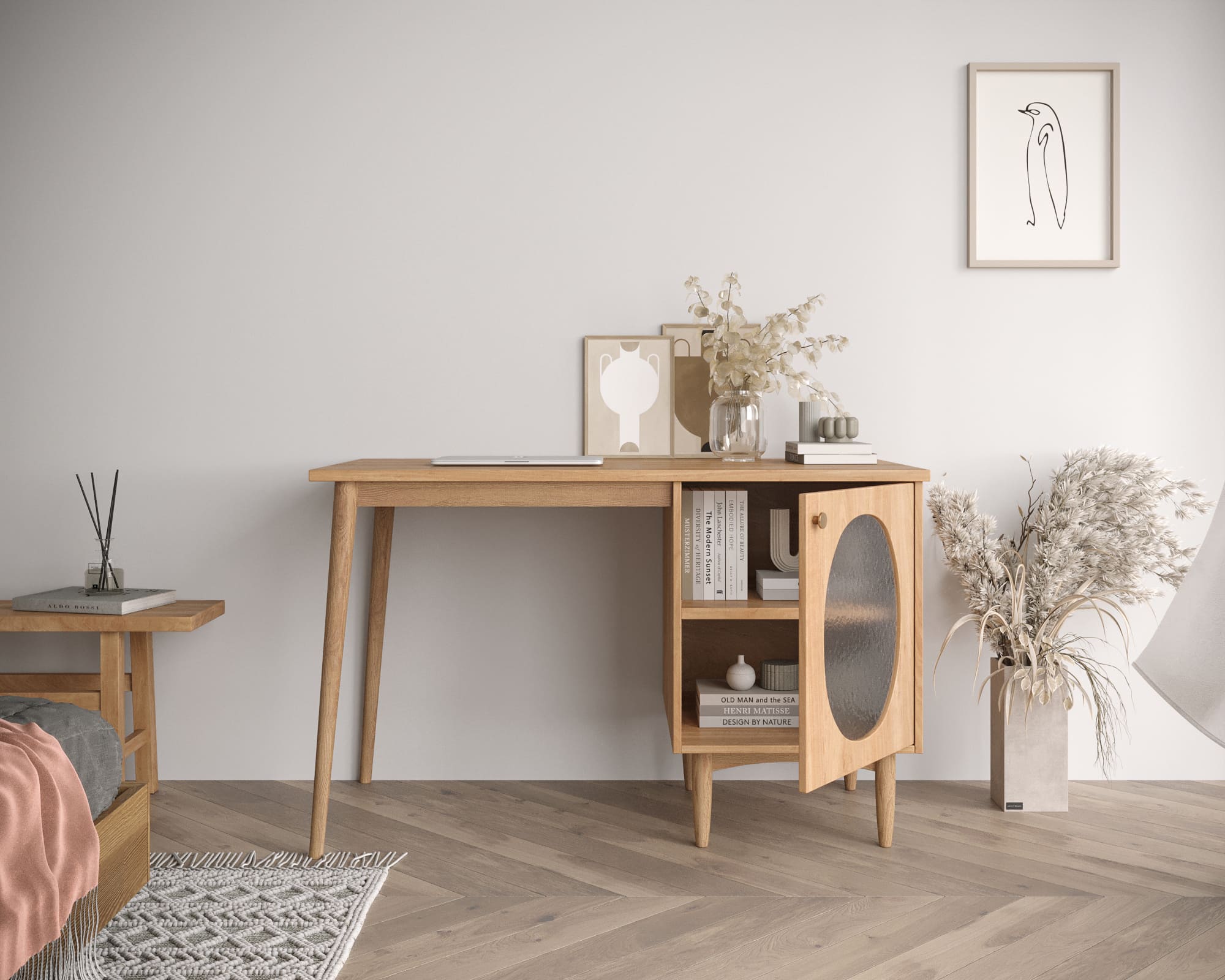 Стол рабочий "Bubble" с правой тумбой арт BBL08