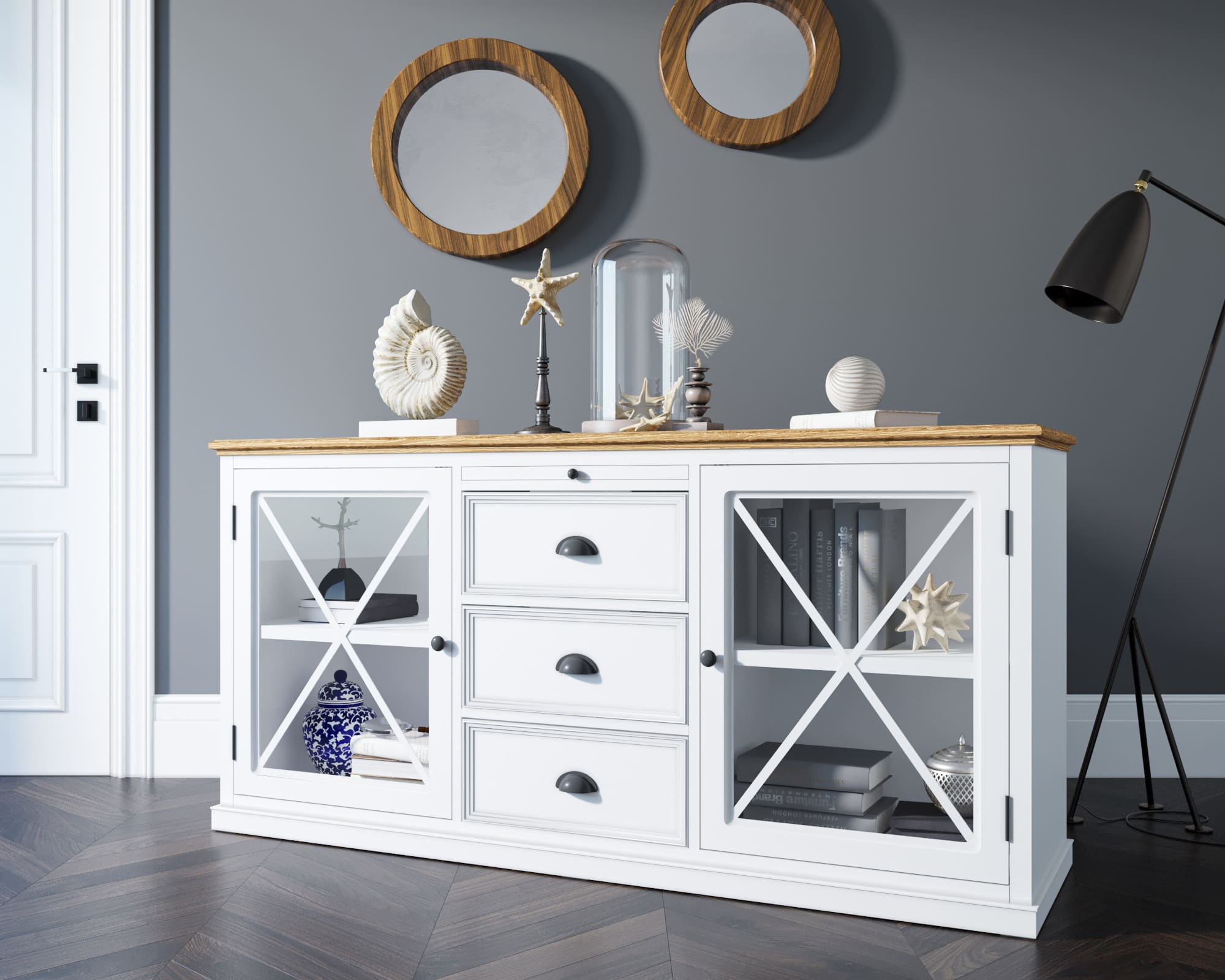 Комод 3 ящика массив "Palermo" с дверками