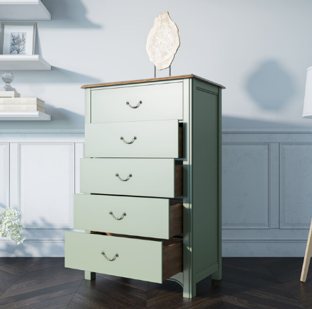 Комод массив дерева "Olivia" высокий на 5 ящиков арт GA3005
