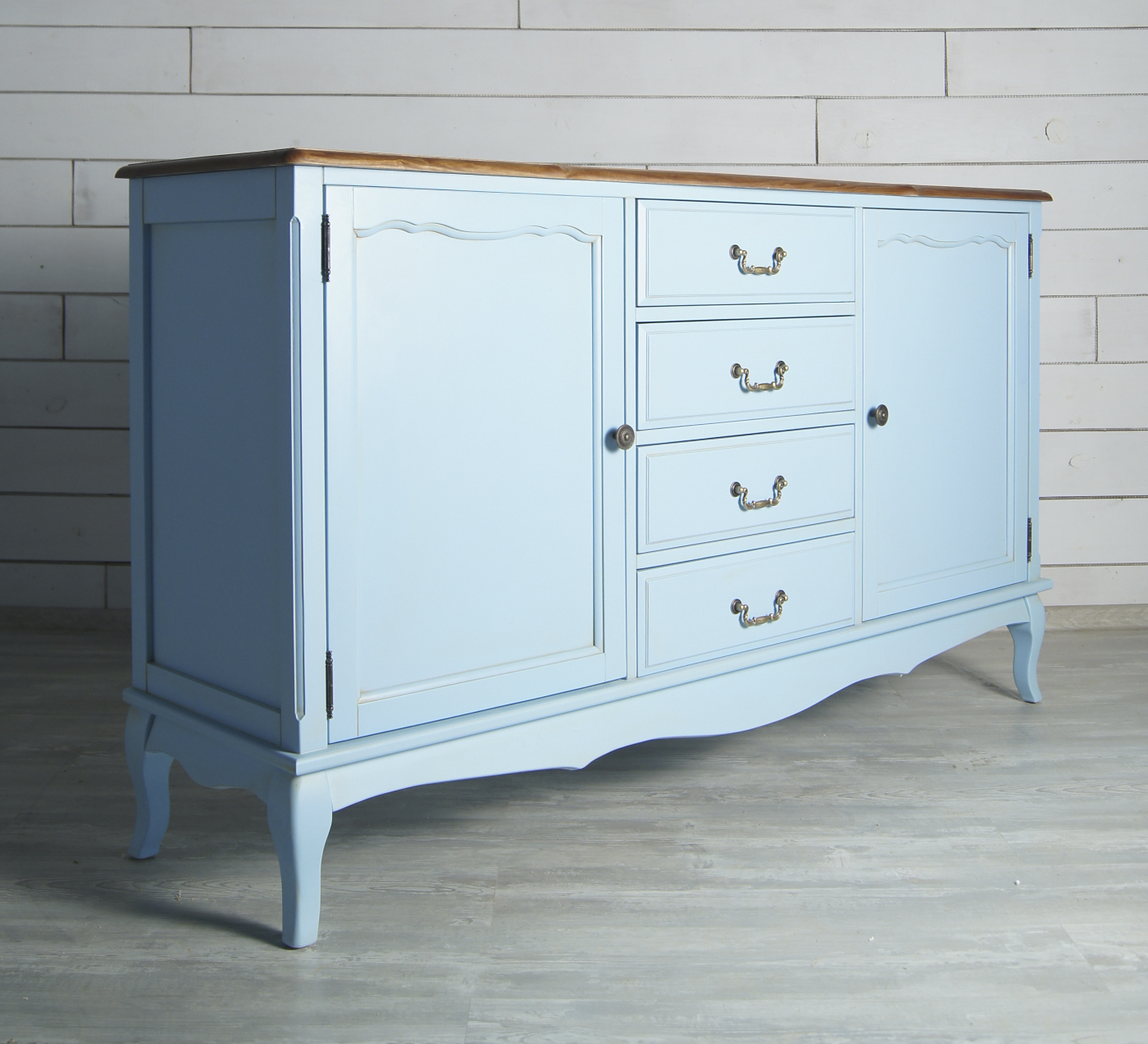 Голубой комод Leontina с дверками и ящиками