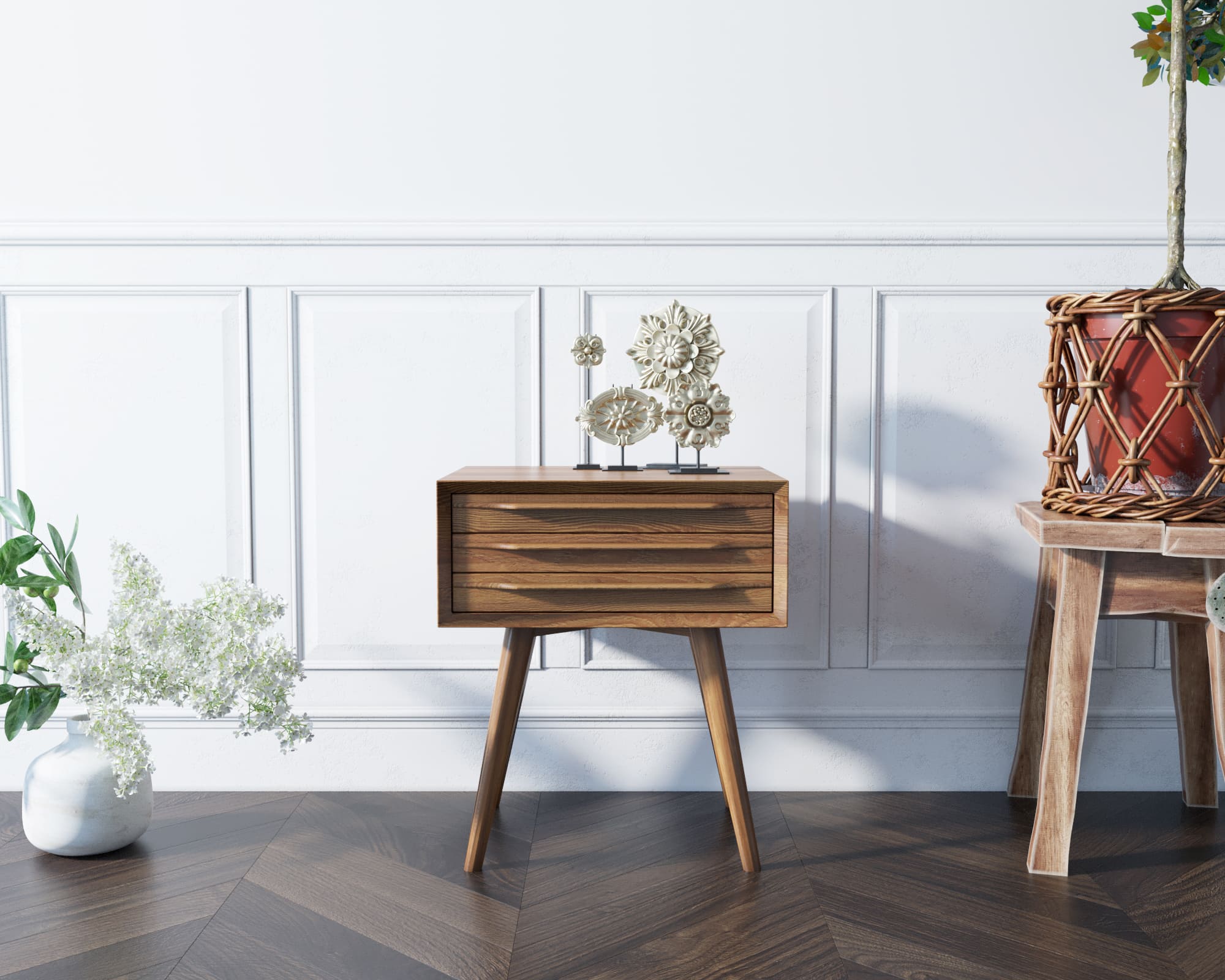 Тумба из дерева в Скандинавском стиле "Bruni" с тремя ящиками