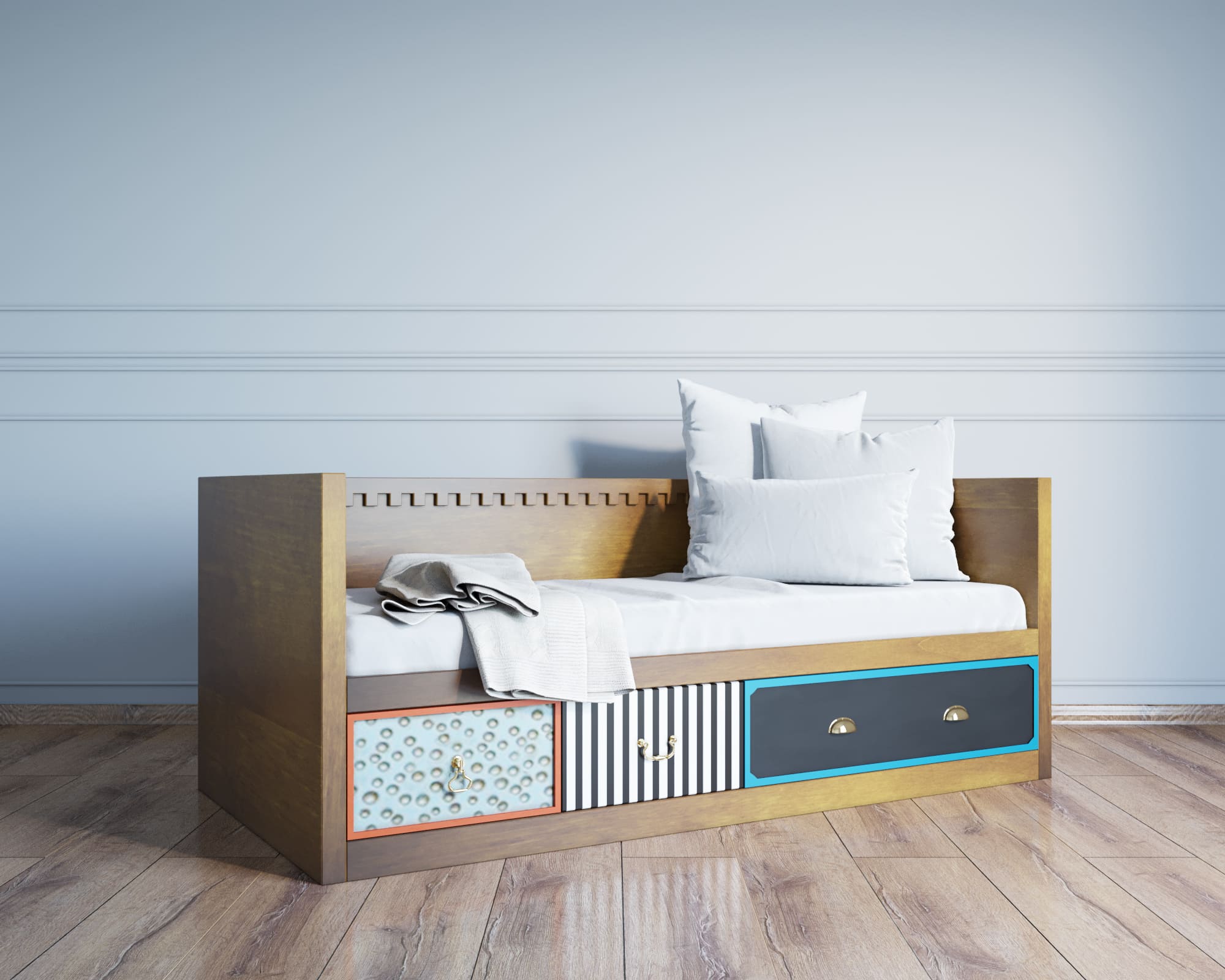     Кровать-кушетка с 3 ящиками "Gouache"   