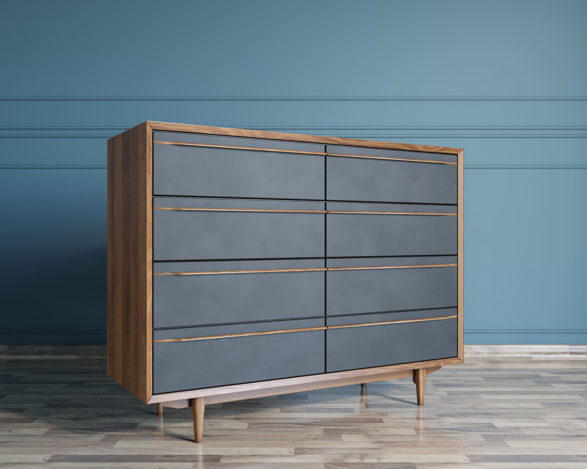 Комод массив «Bruni Black" на восемь ящиков