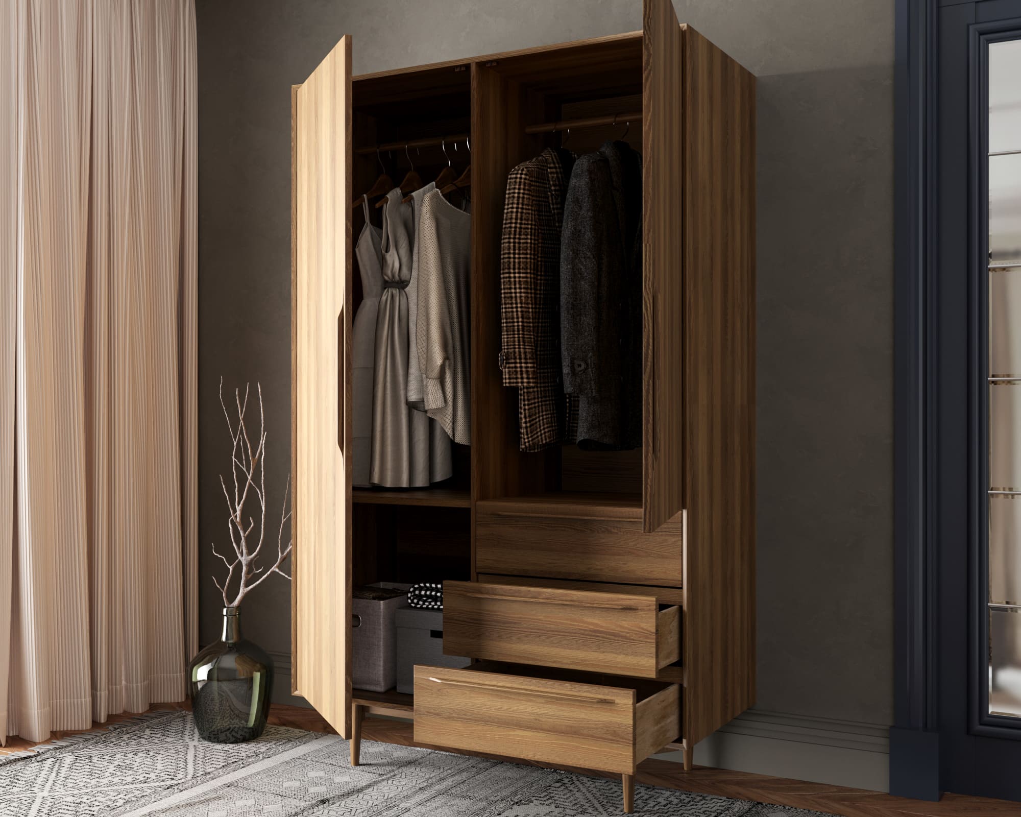 Шкаф в скандинавском стиле "Bruni" с ящиками