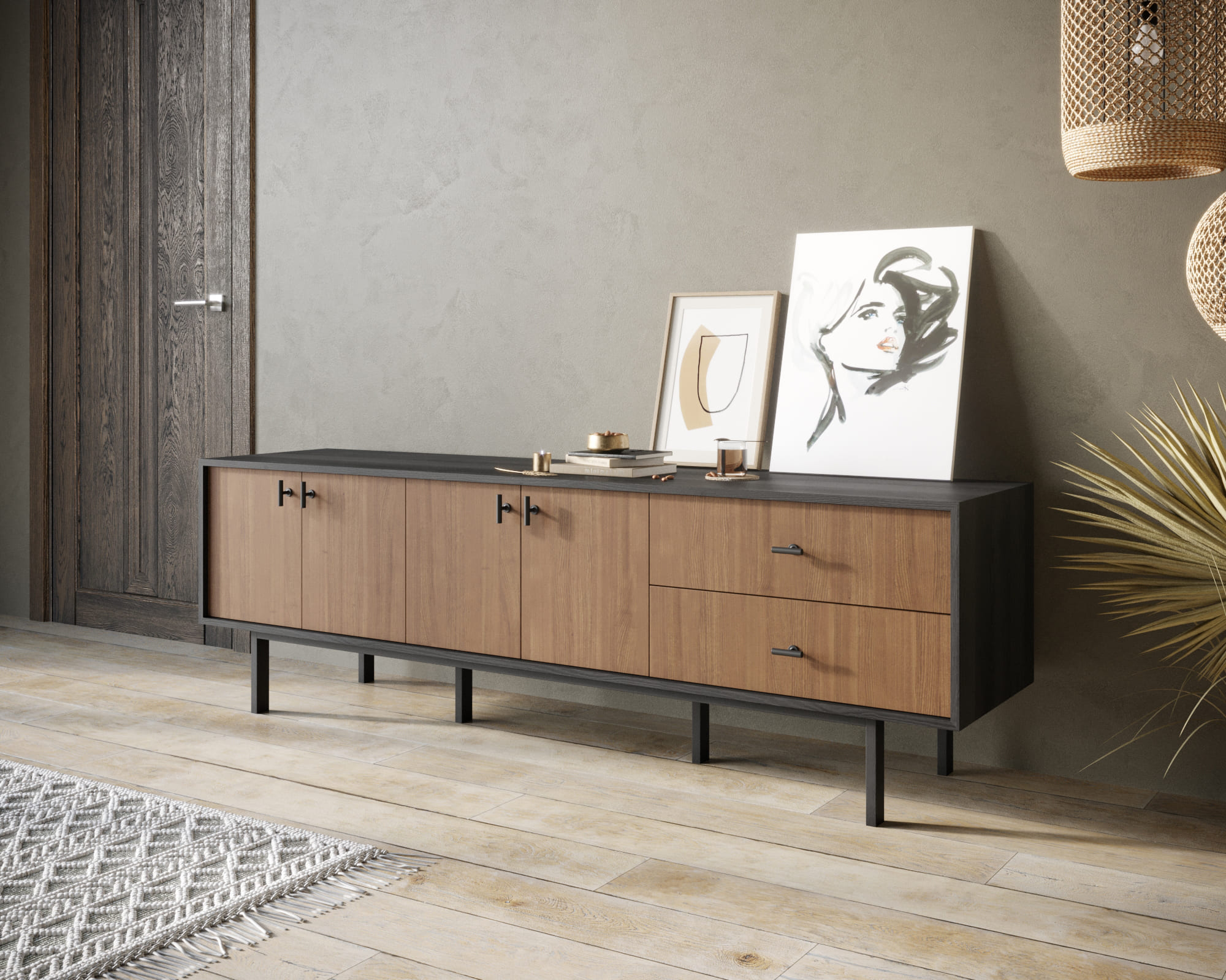 Комод с четырьмя дверками и двумя ящиками "Emerson"