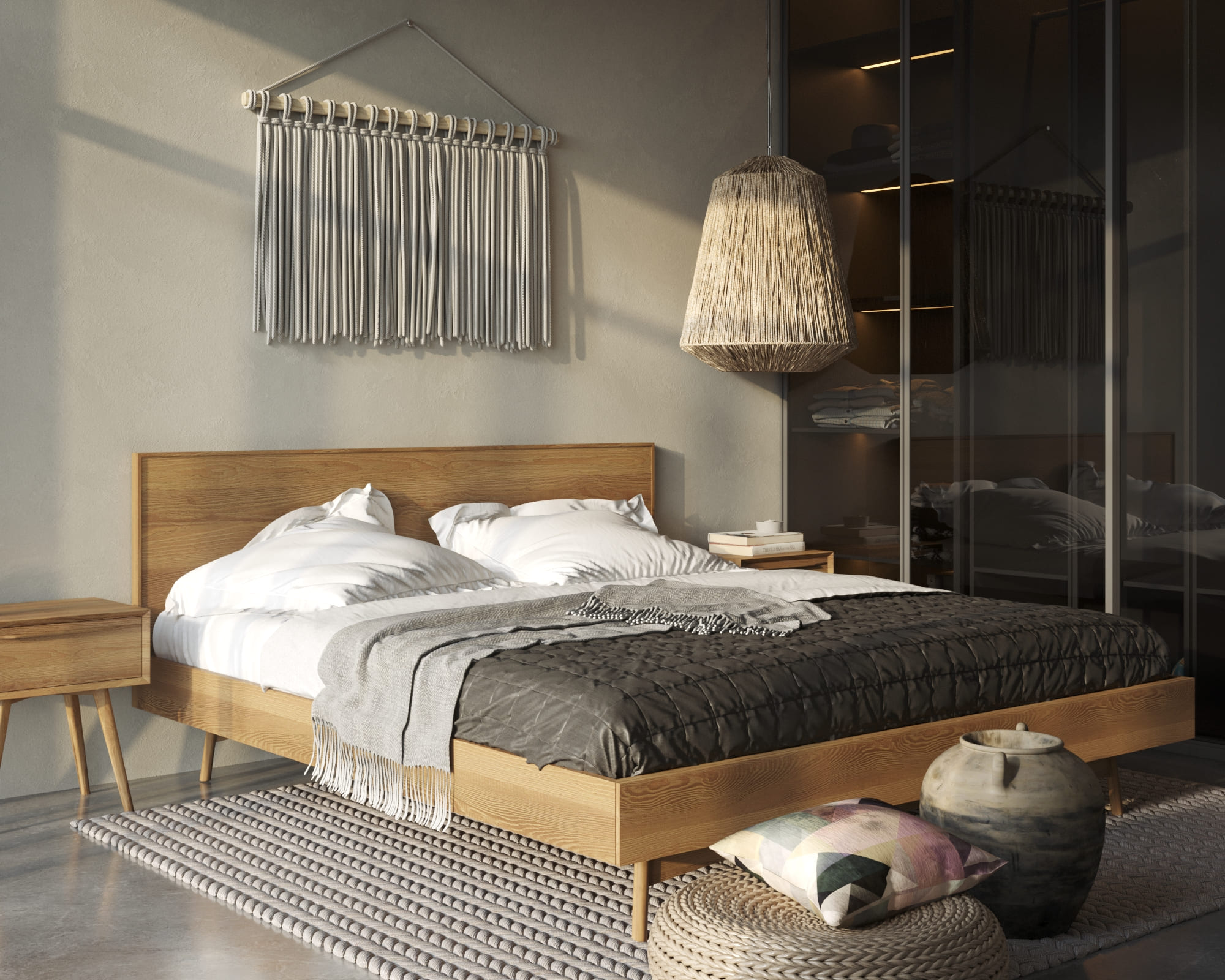 Кровать двуспальная в Скандинавском стиле "Bruni" 1800х2000