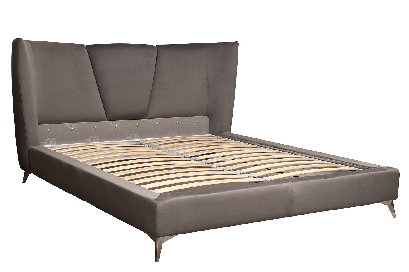 Кровать Siena без мех.велюр серый Colt017 199*222*116см