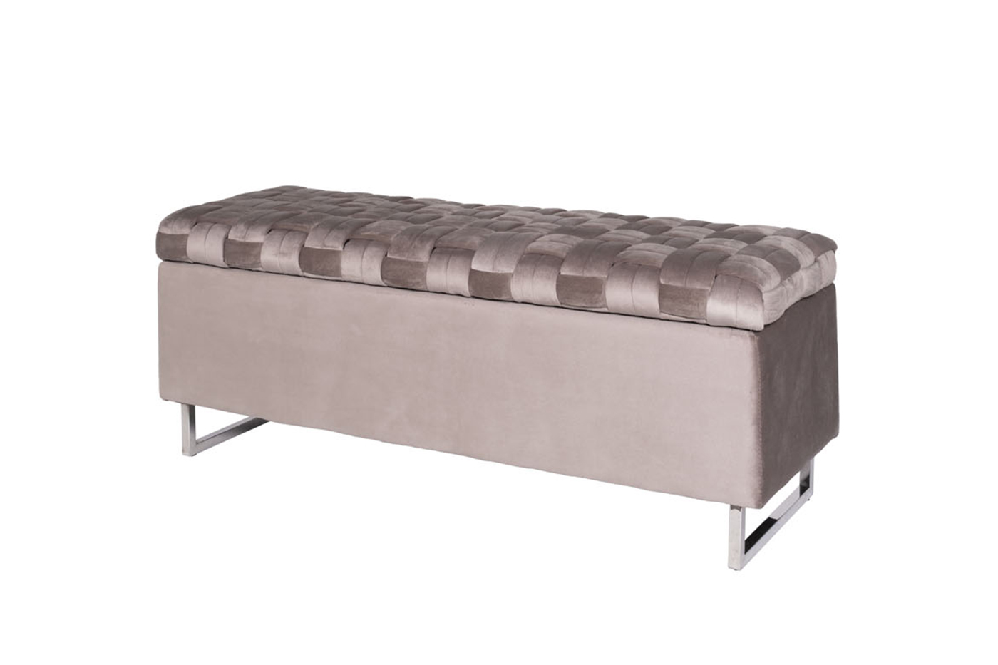 N-BANK-195-S BEG Банкетка велюр серо-бежевый  для хранения