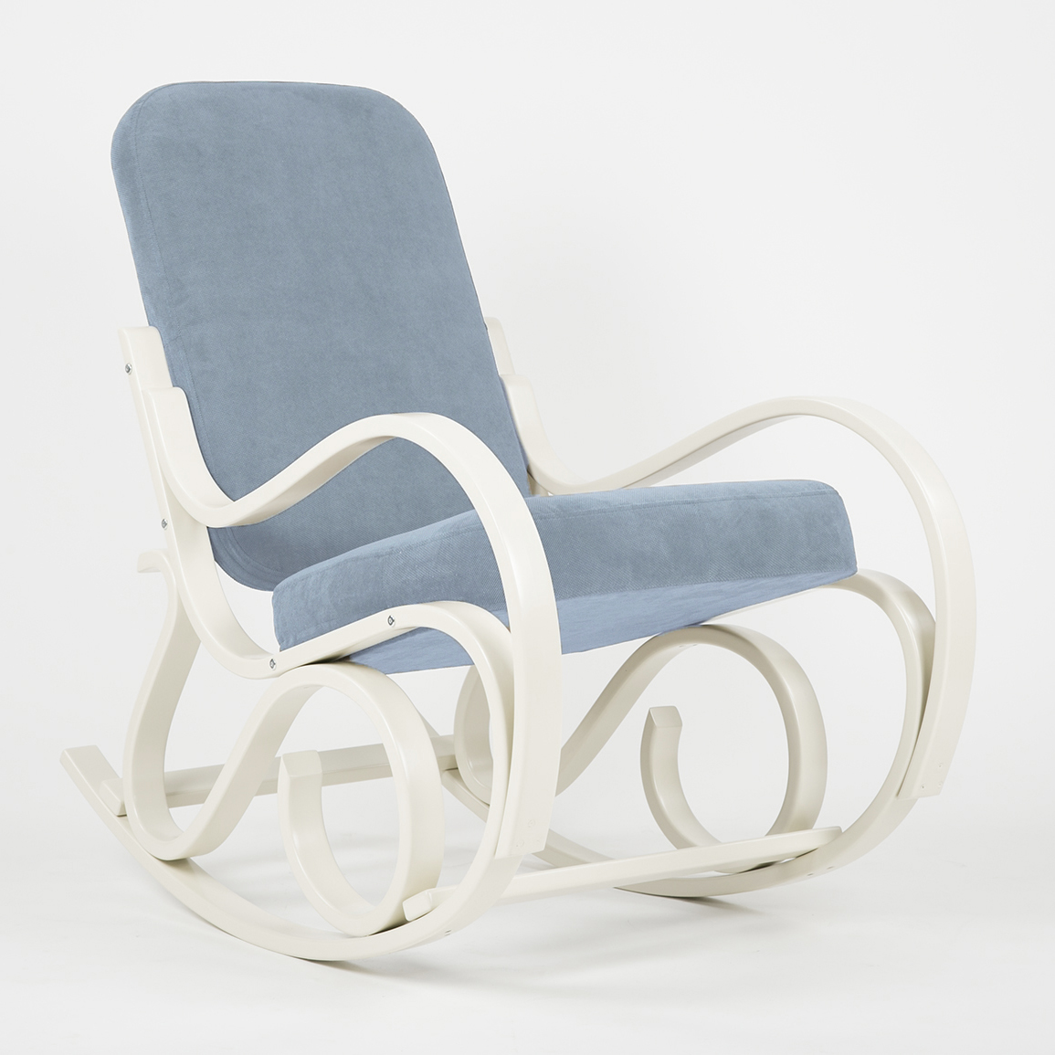  Кресло-качалка Муза  фреш 11 голубой каркас  Белый