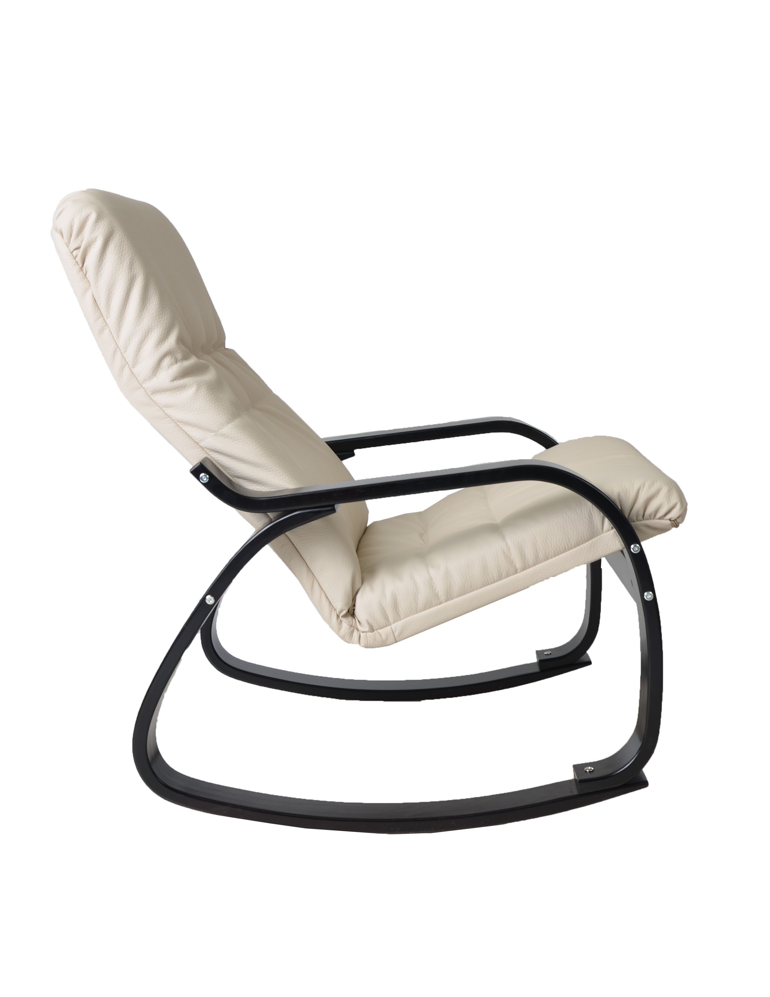 кресло-качалка Сайма  Экокожа бежевый каркас  Венге структура