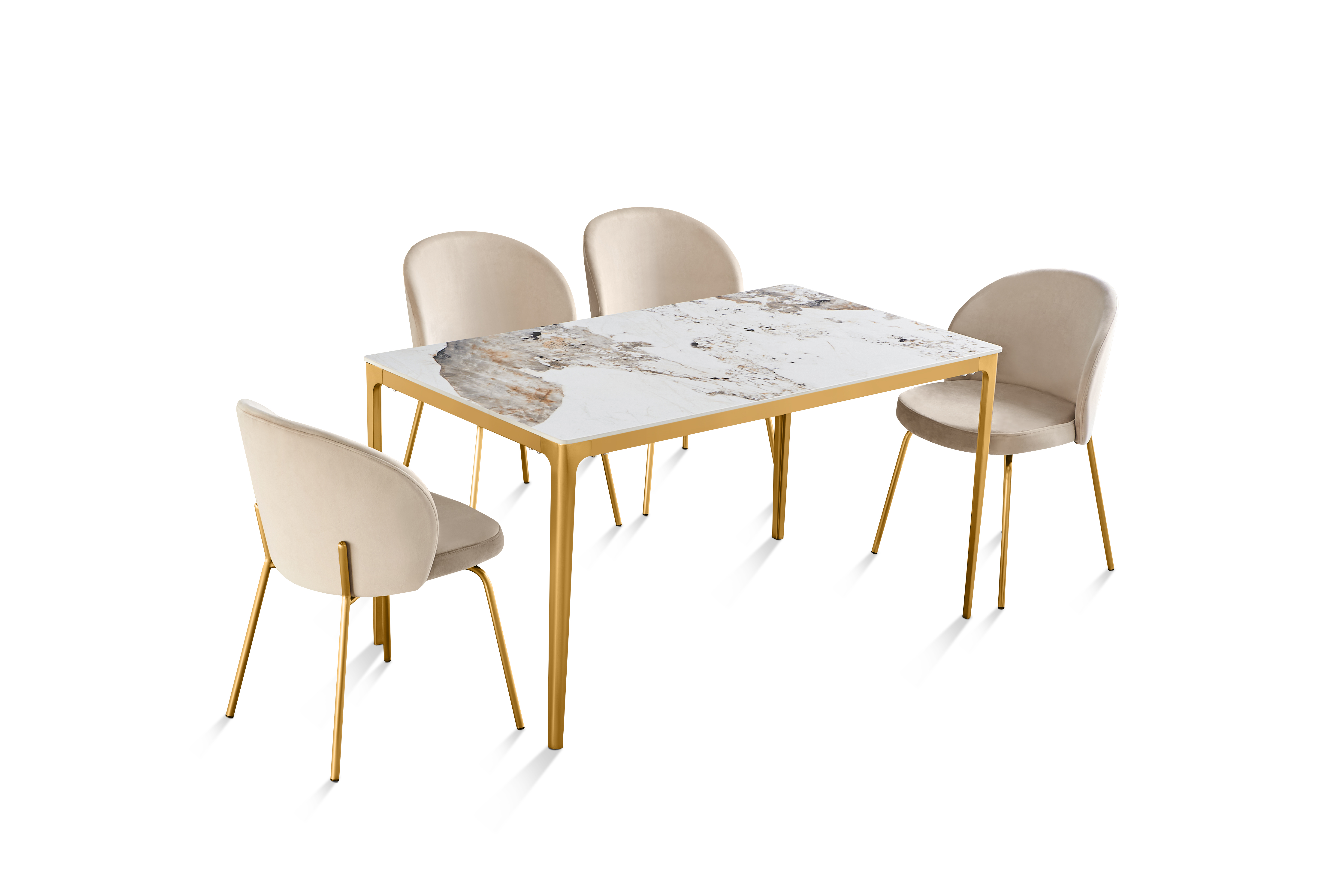 Стол обеденный Камео DT-3001B, 140х80х75 см, белый мрамор (Пандора)