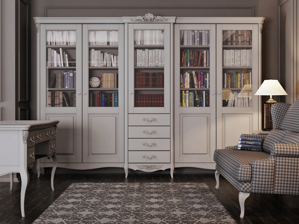 Библиотека 5 дверей с ящиками 