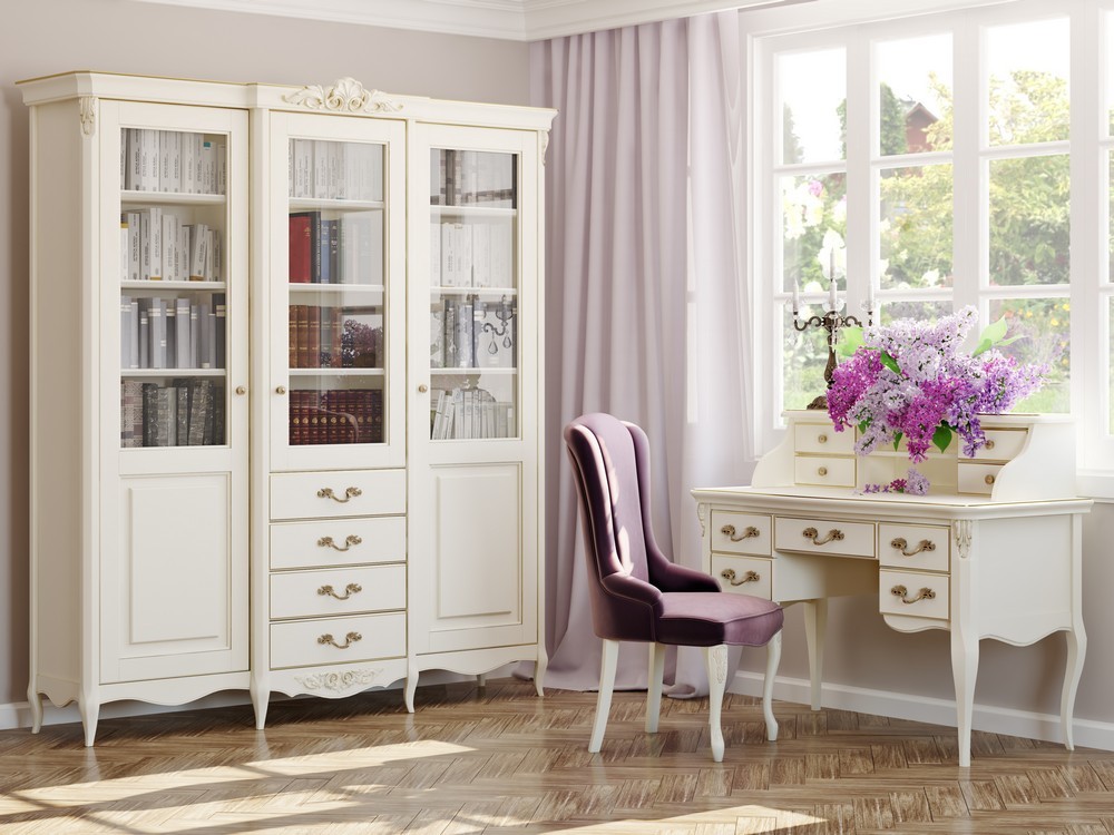 Библиотека 3 двери с ящиками 