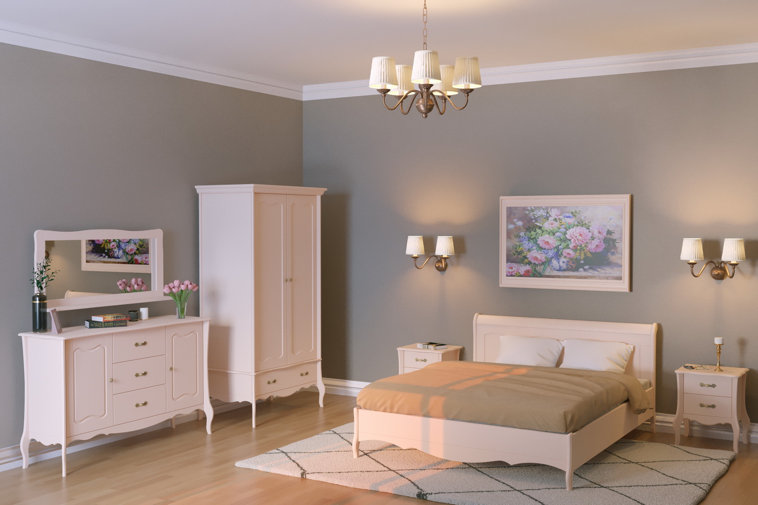 Кровать ЛеБо 1600х2000 без изножья бежевый воск