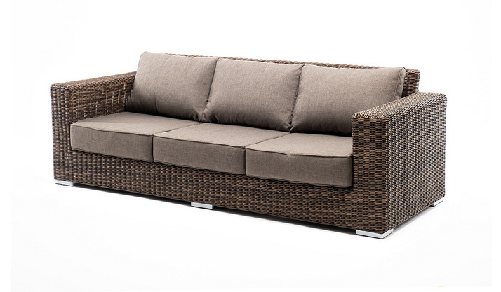 "Боналли" диван из искусственного ротанга трехместный, цвет коричневый