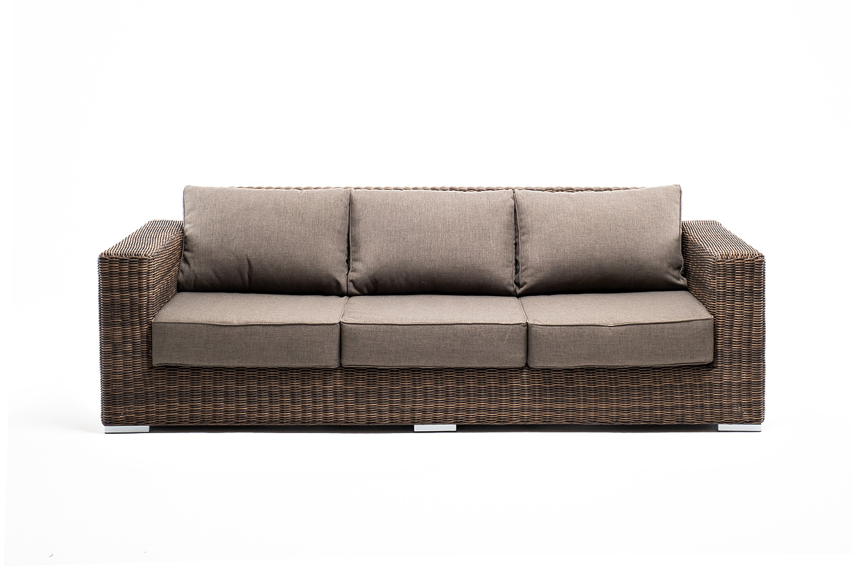"Боналли" диван из искусственного ротанга трехместный, цвет коричневый