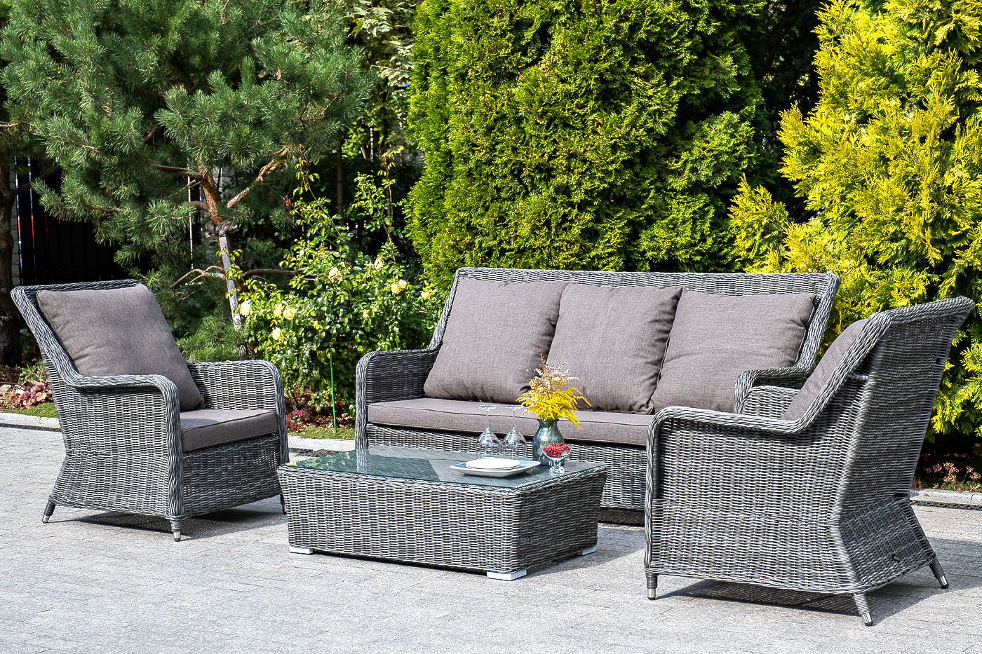 "Глиссандо" лаунж-зона из искусственного ротанга, цвет графит