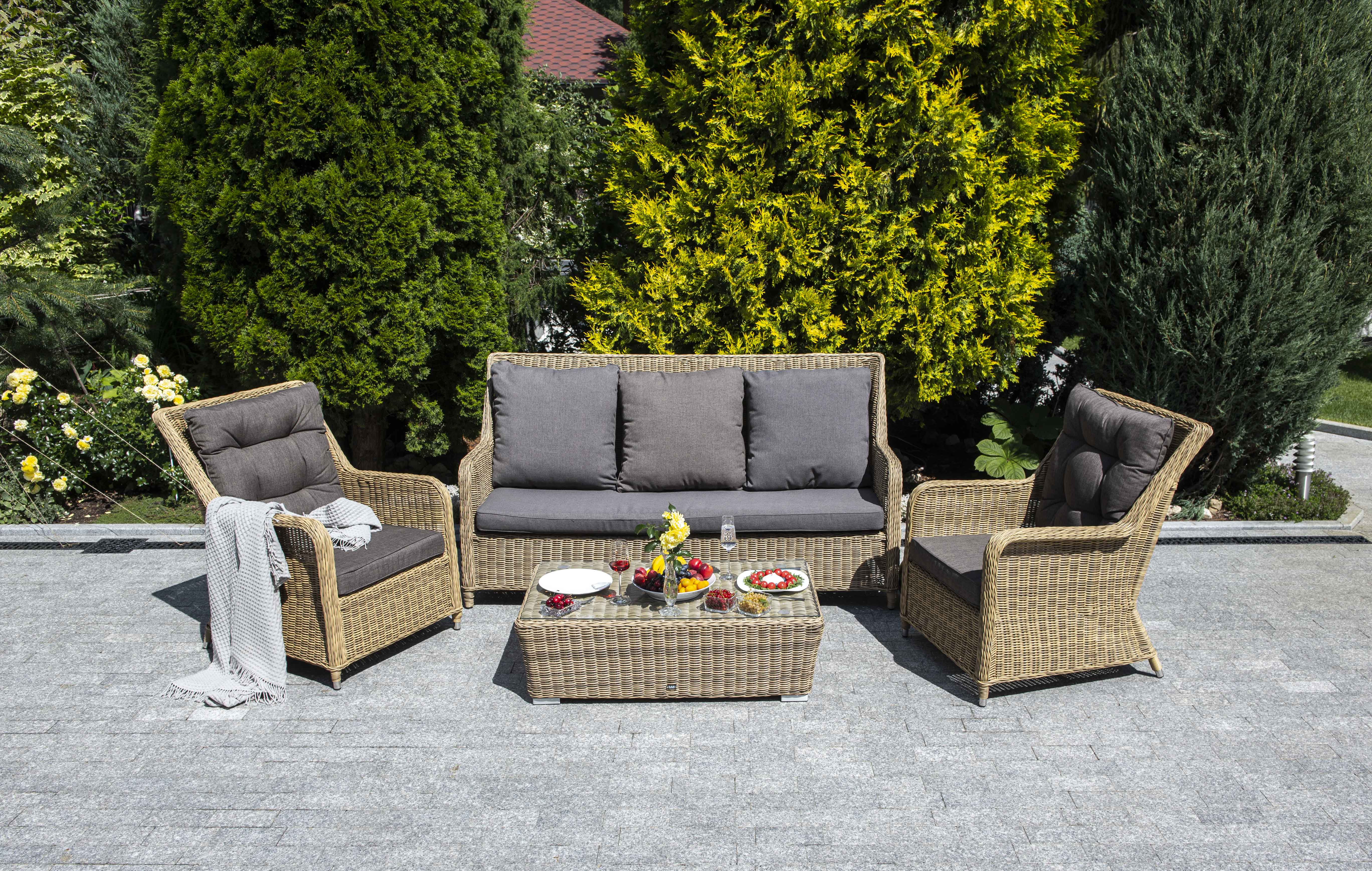 "Глиссандо" лаунж-зона из искусственного ротанга, цвет соломенный