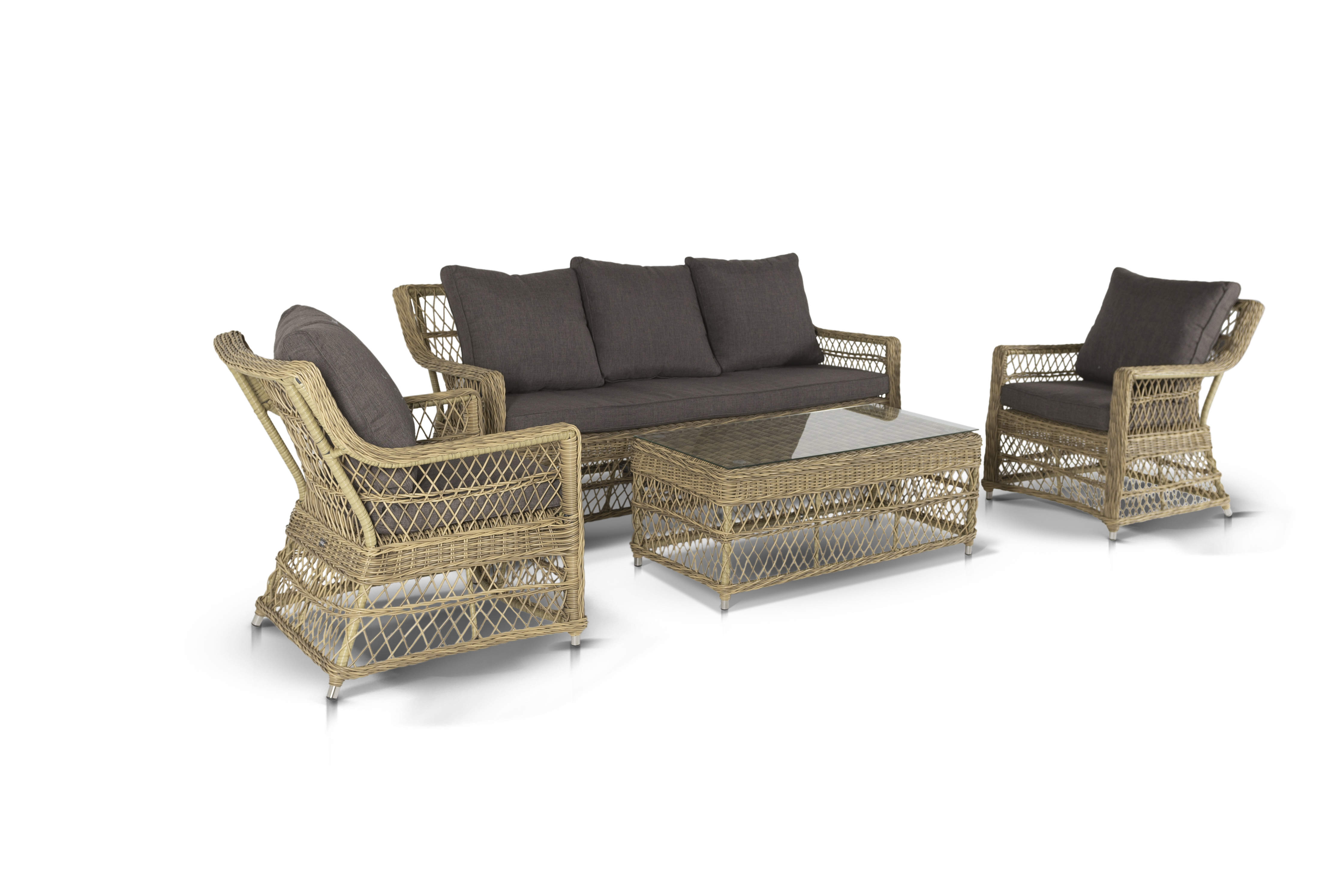 "Грандинелли" лаунж-зона из искусственного ротанга, цвет соломенный