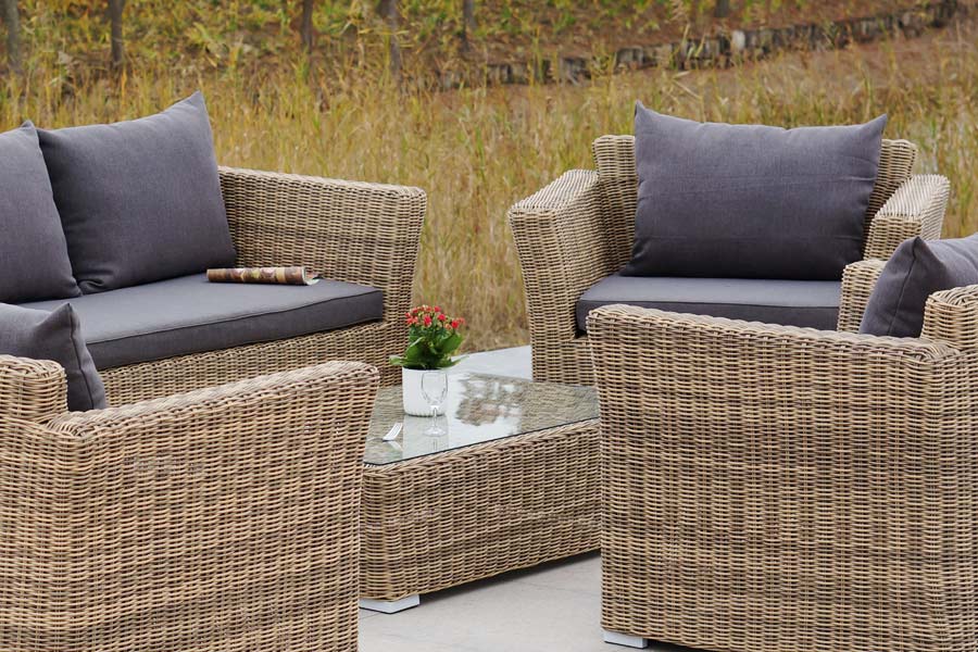 "Капуто Дабл" лаунж-зона из искусственного ротанга, цвет соломенный