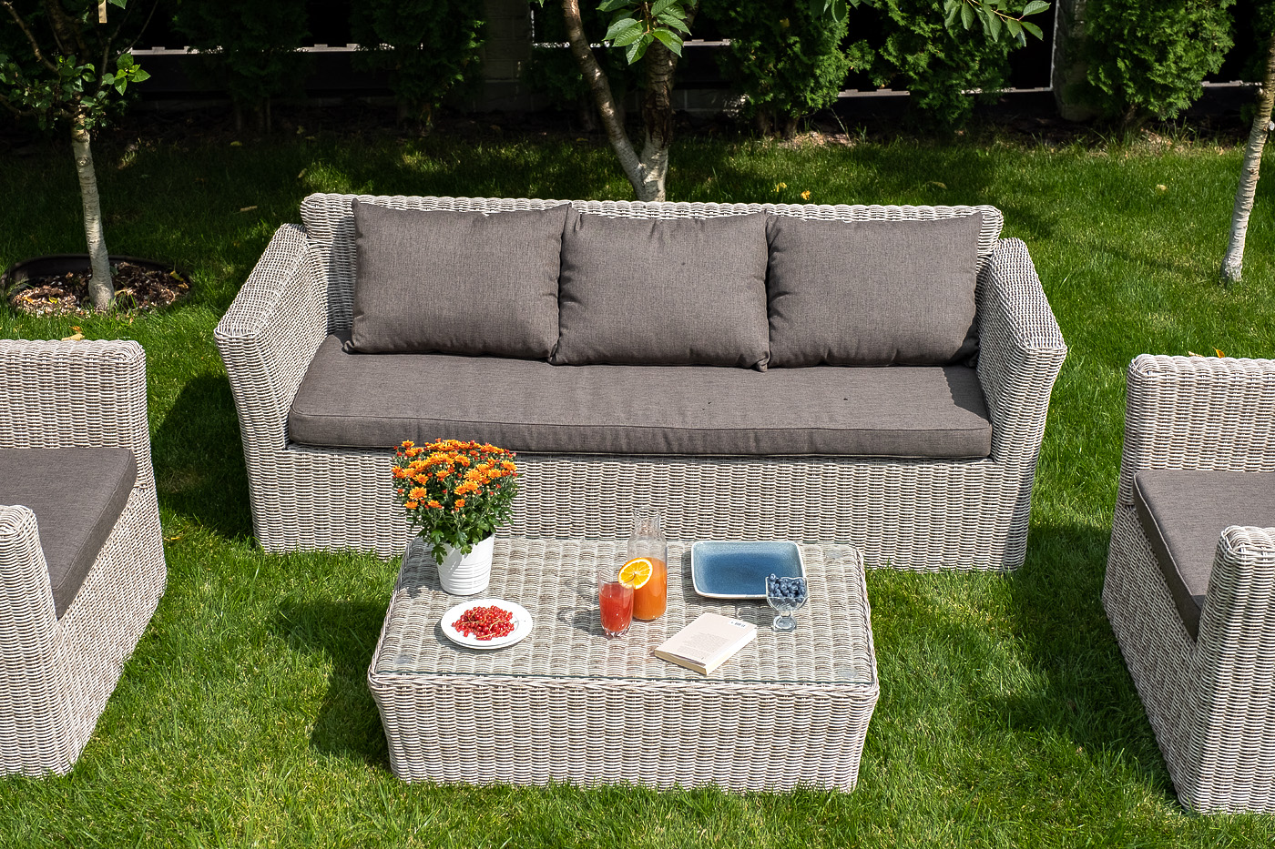 "Капуто" диван из искусственного ротанга трехместный, цвет бежевый