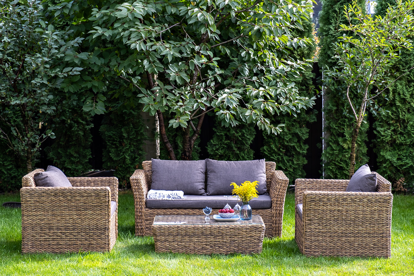 "Капучино" кресло из искусственного ротанга (гиацинт), цвет соломенный