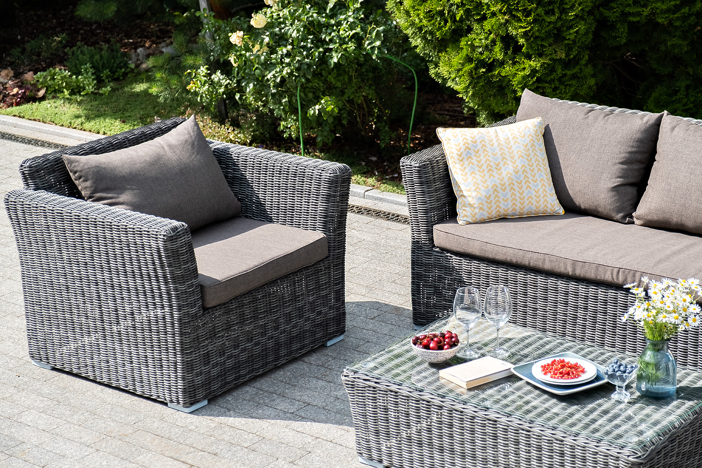 "Капуто" лаунж-зона из искусственного ротанга, цвет графит