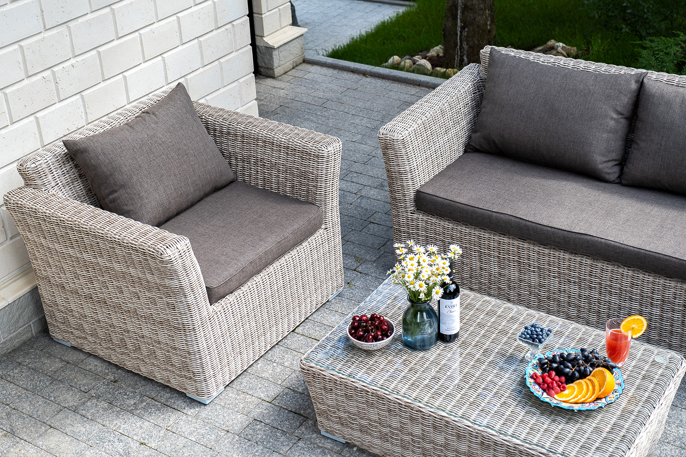 "Каприоли" лаунж-зона из искусственного ротанга, цвет бежевый