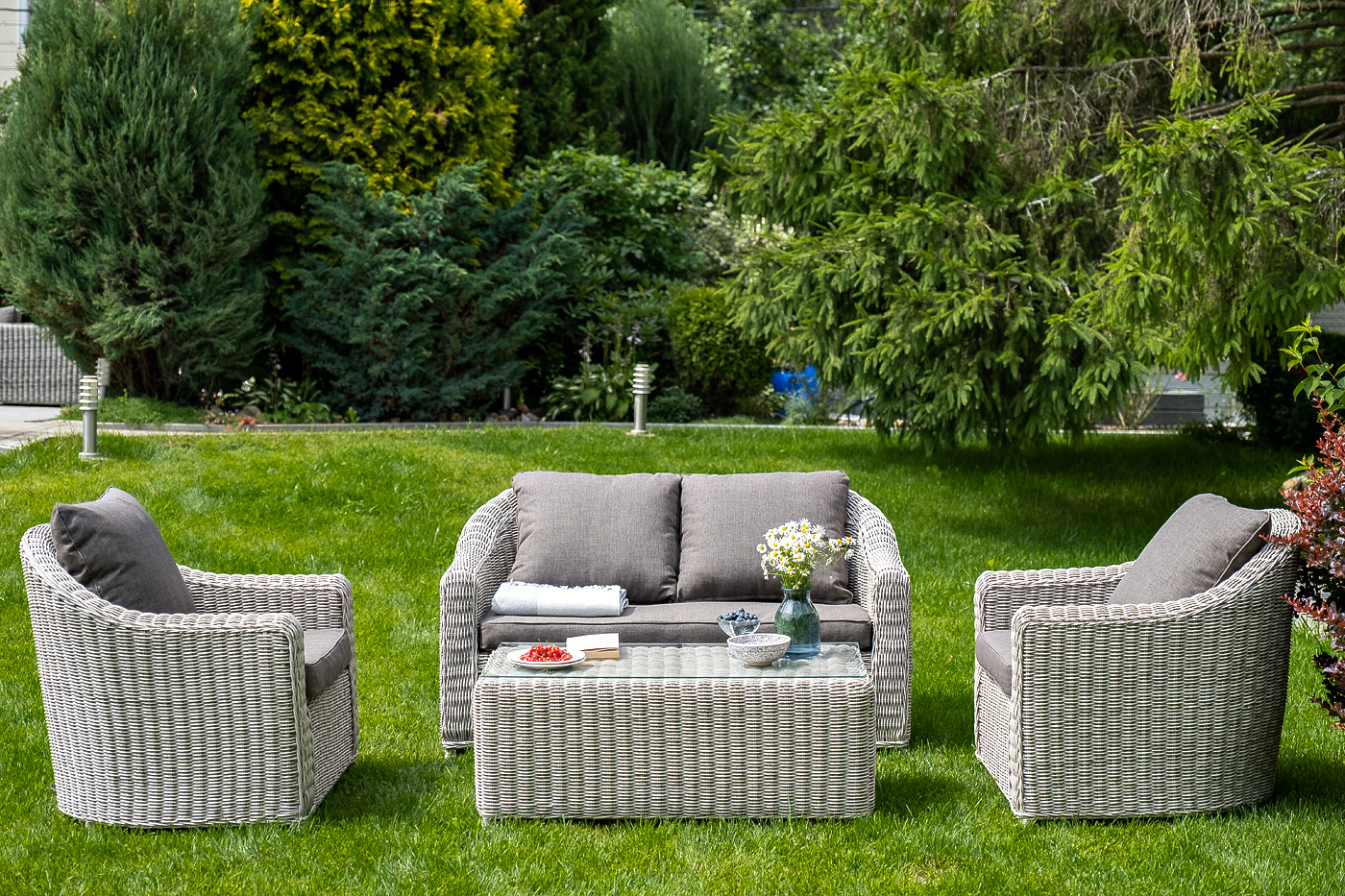 "Копаннини" диван из искусственного ротанга двухместный, цвет бежевый