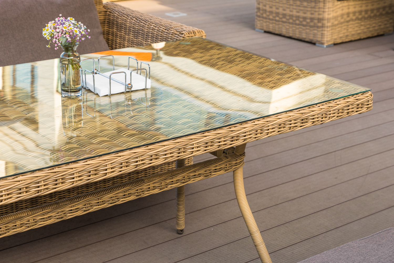 "Латтини" плетеный стол из искусственного ротанга 160х90см, цвет соломенный