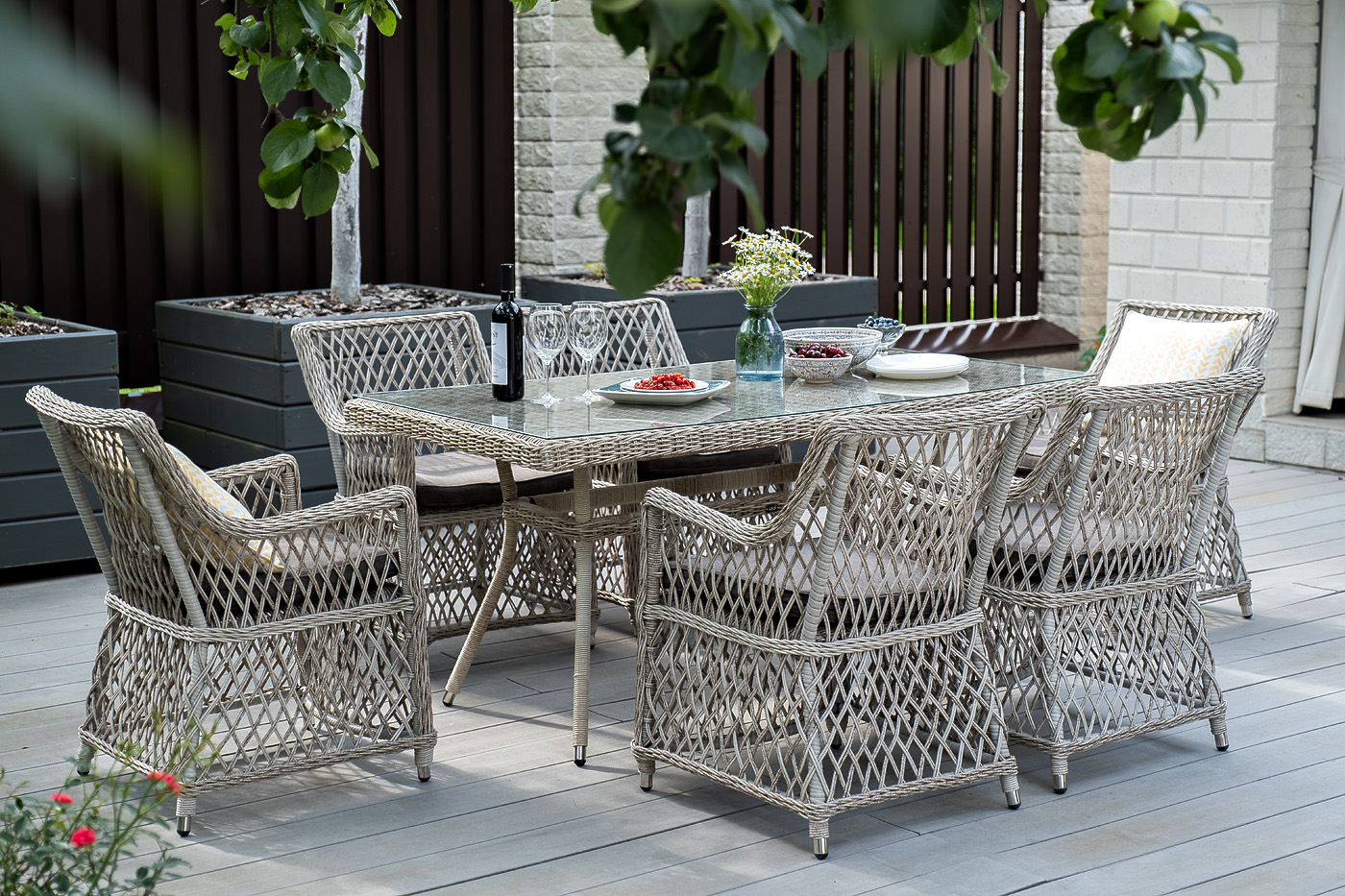 "Латтини" плетеный стол из искусственного ротанга 160х90см, цвет бежевый